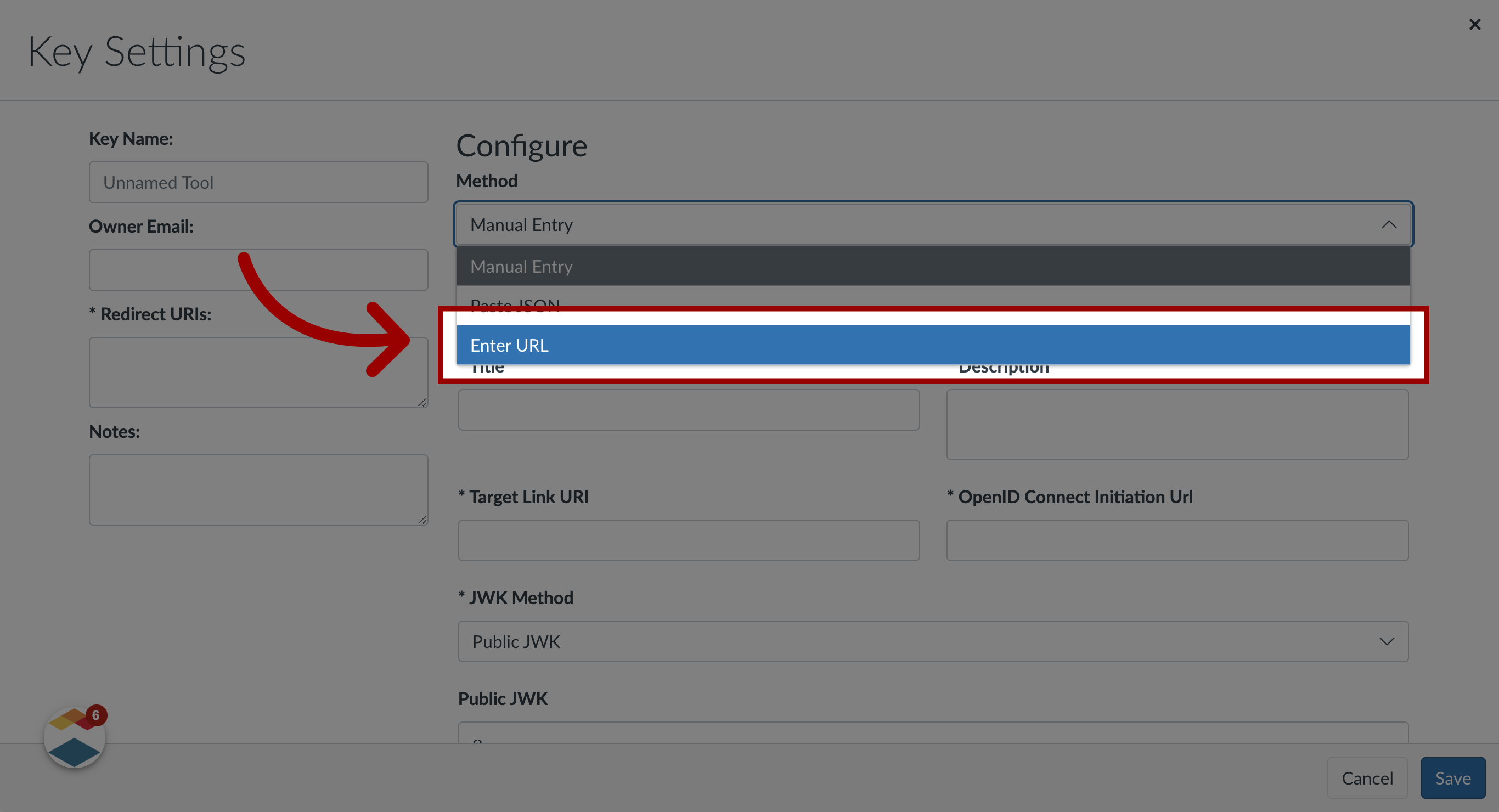 Canvas Key Settings