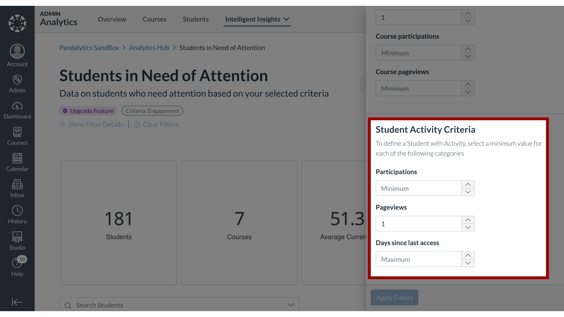 Student Activity Criteria