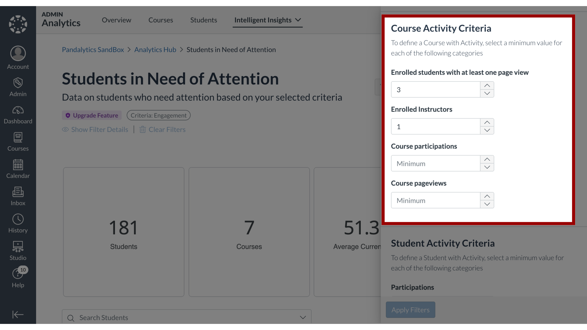 Course Activity Criteria