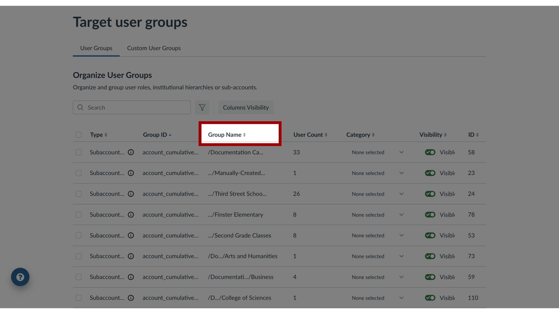 Group Name Field