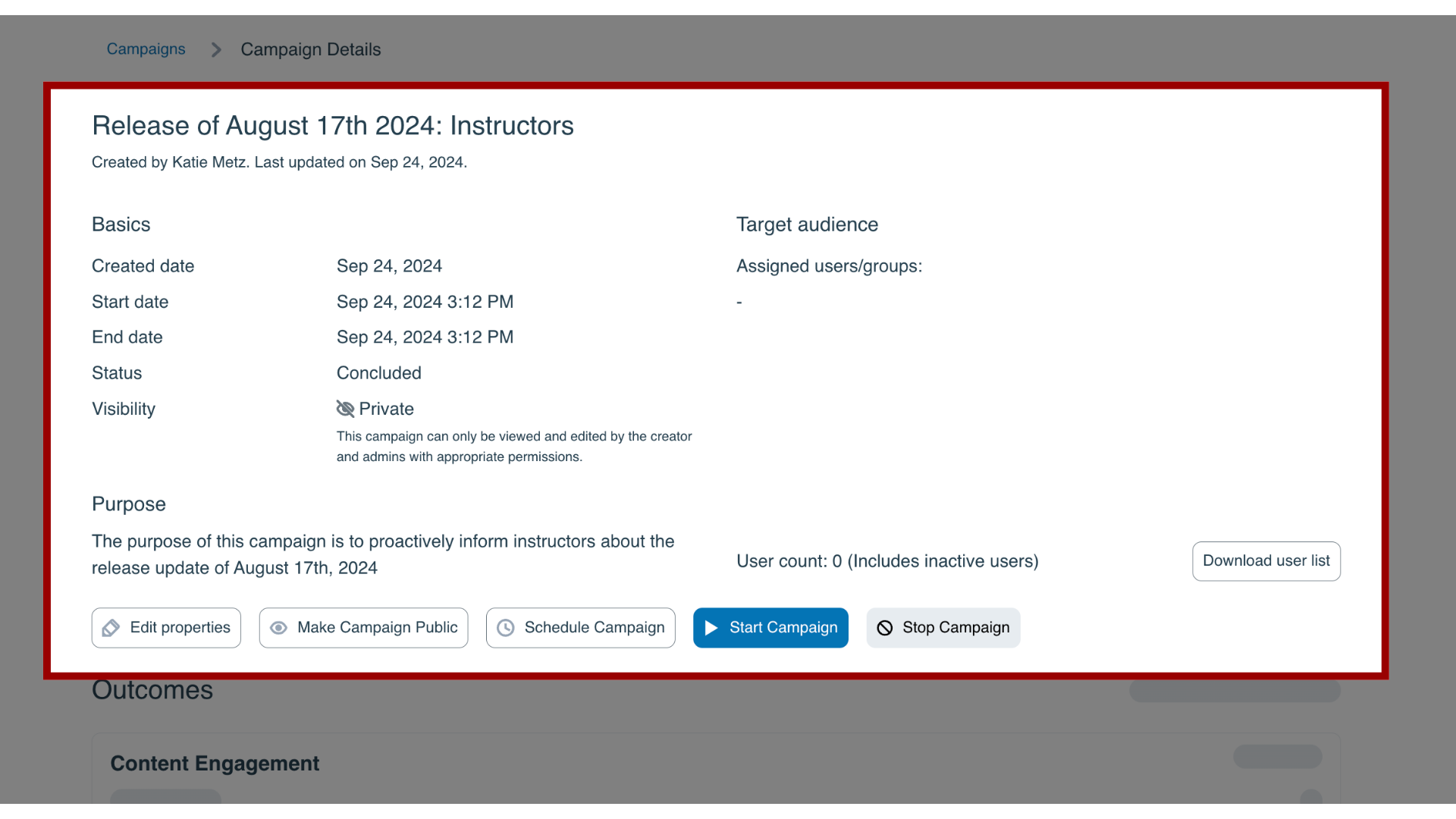 View Campaign Details