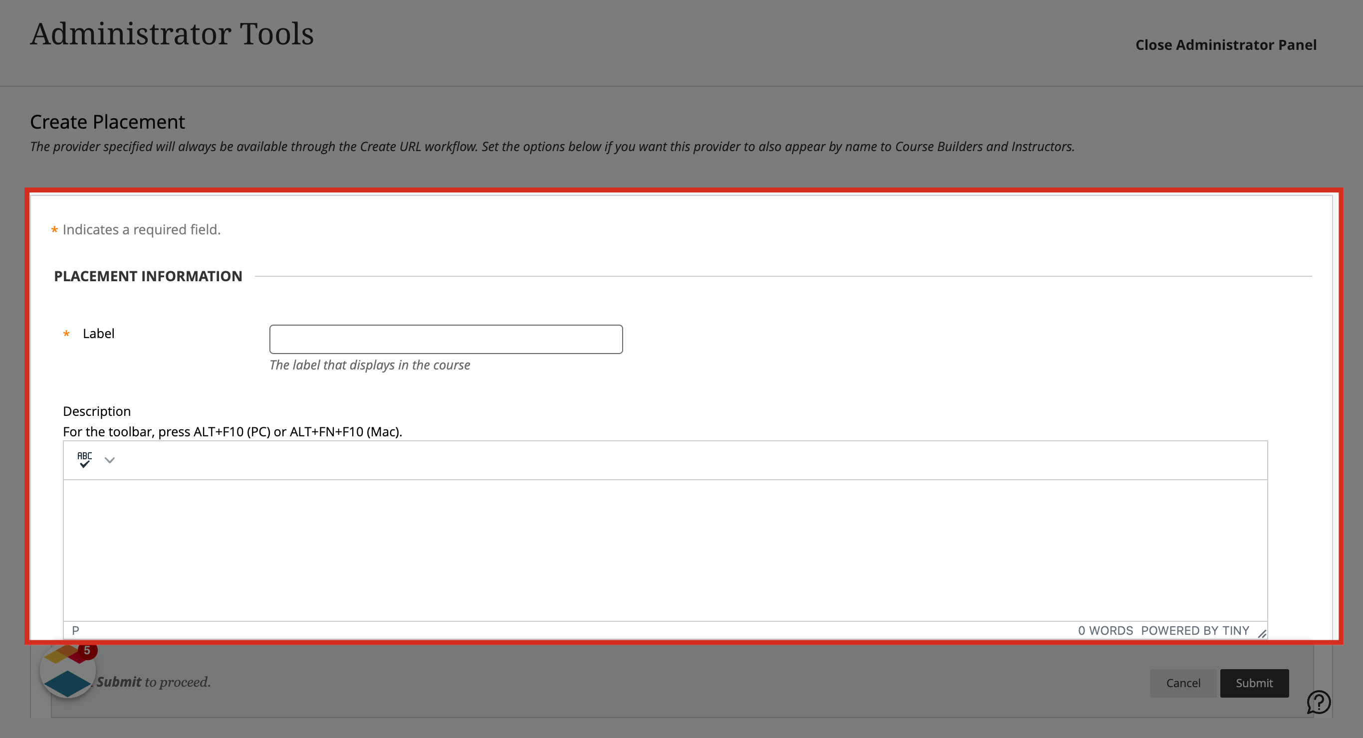 Enter Placement Information