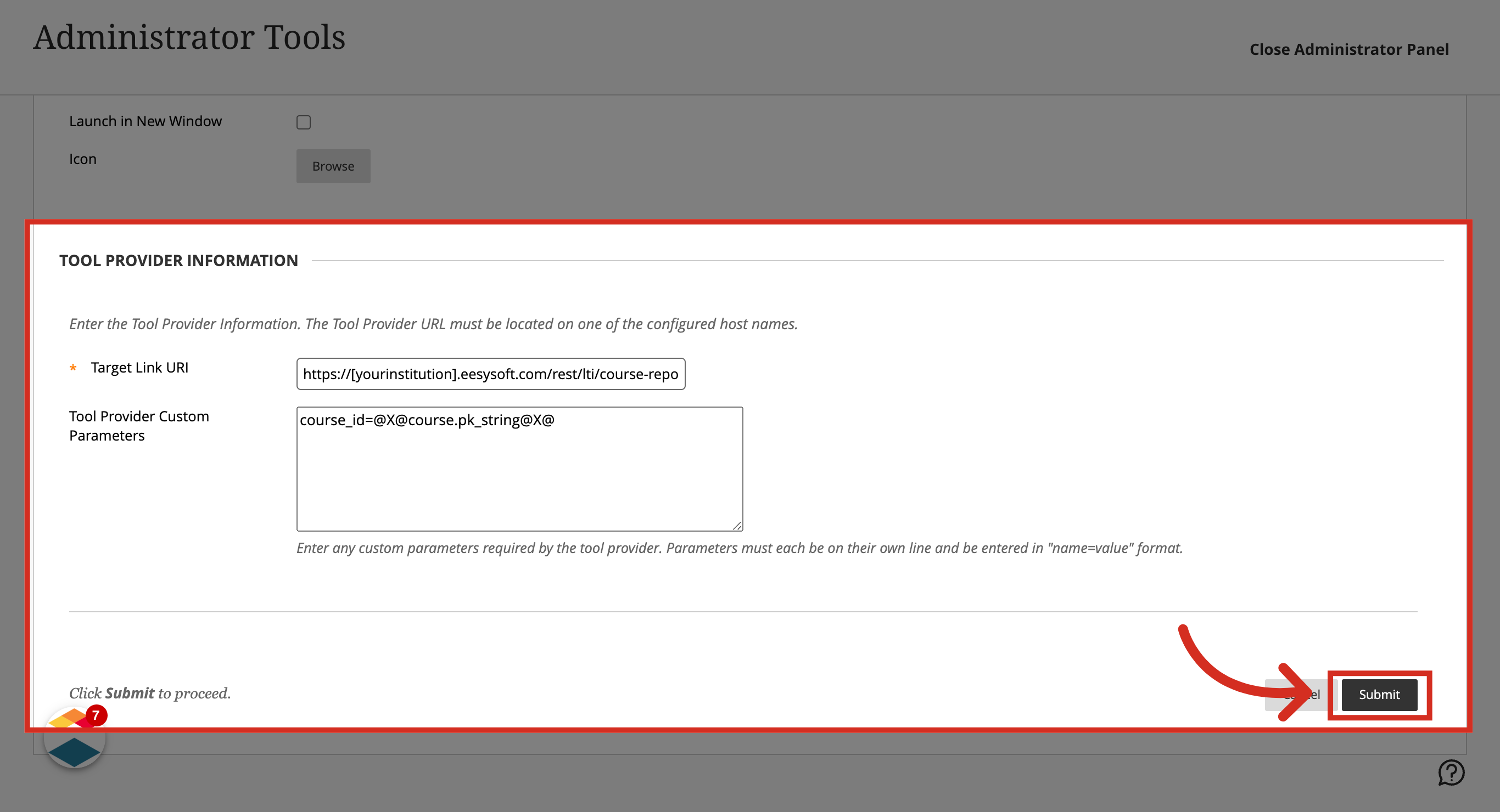 Enter Tool Provider Information