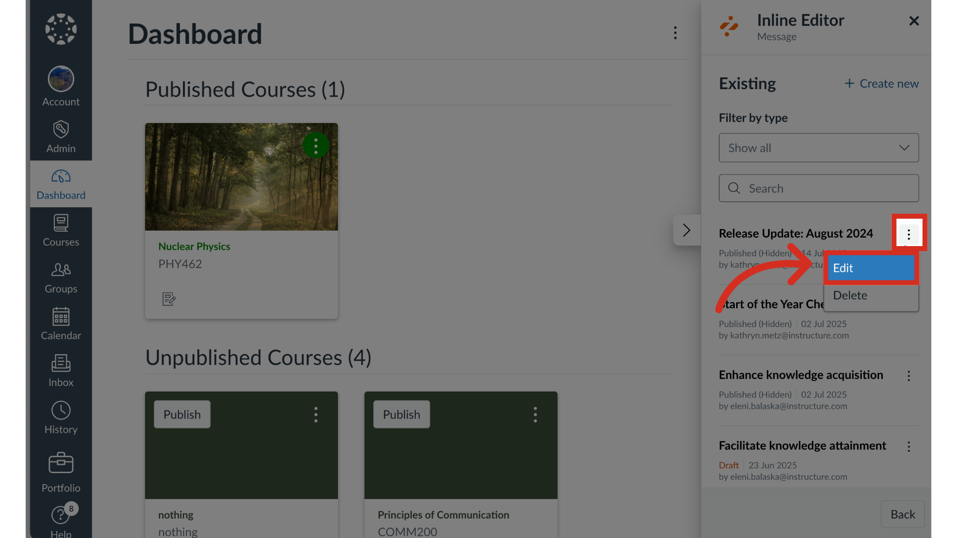 Open Message, Support Article, or Monitor