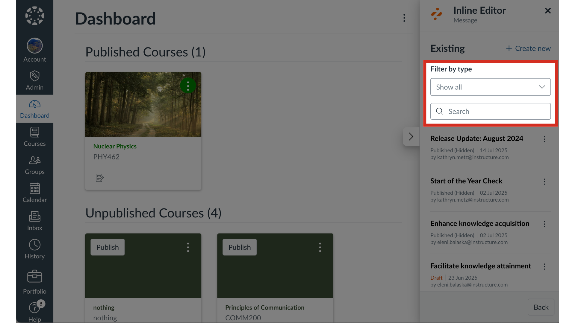 Filter and Search Messages