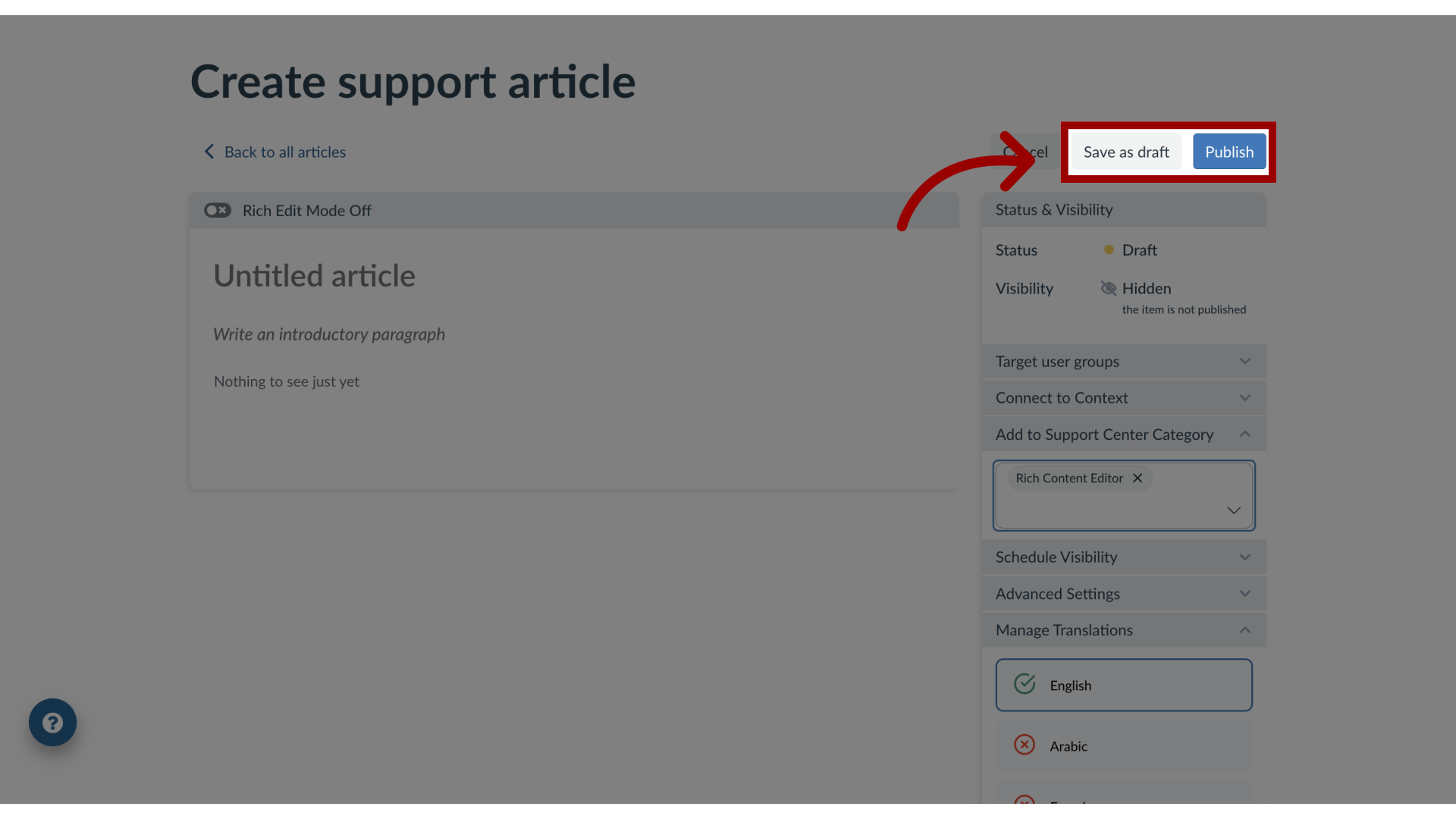 Publish Support Article