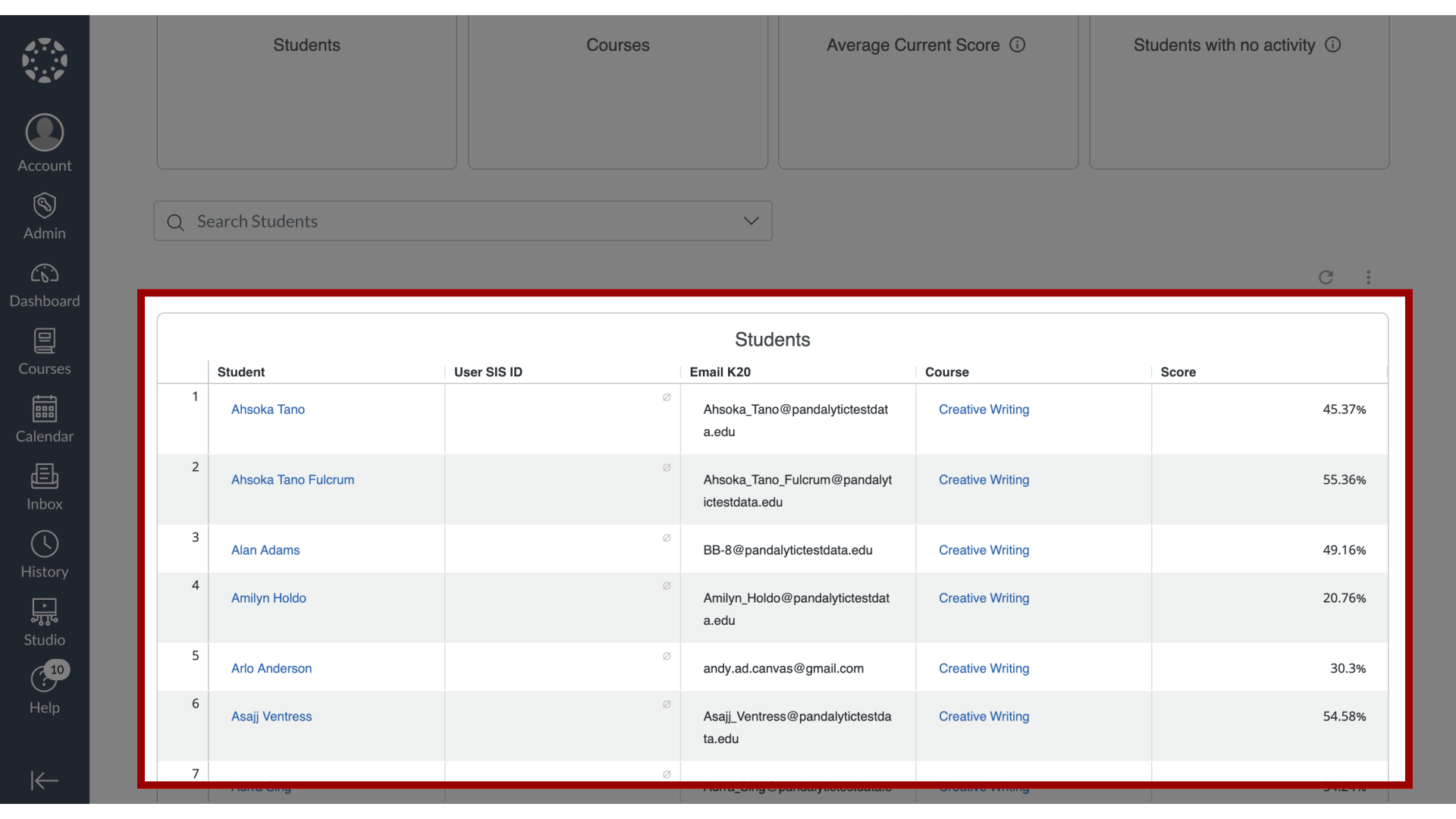 Navigate to Students List