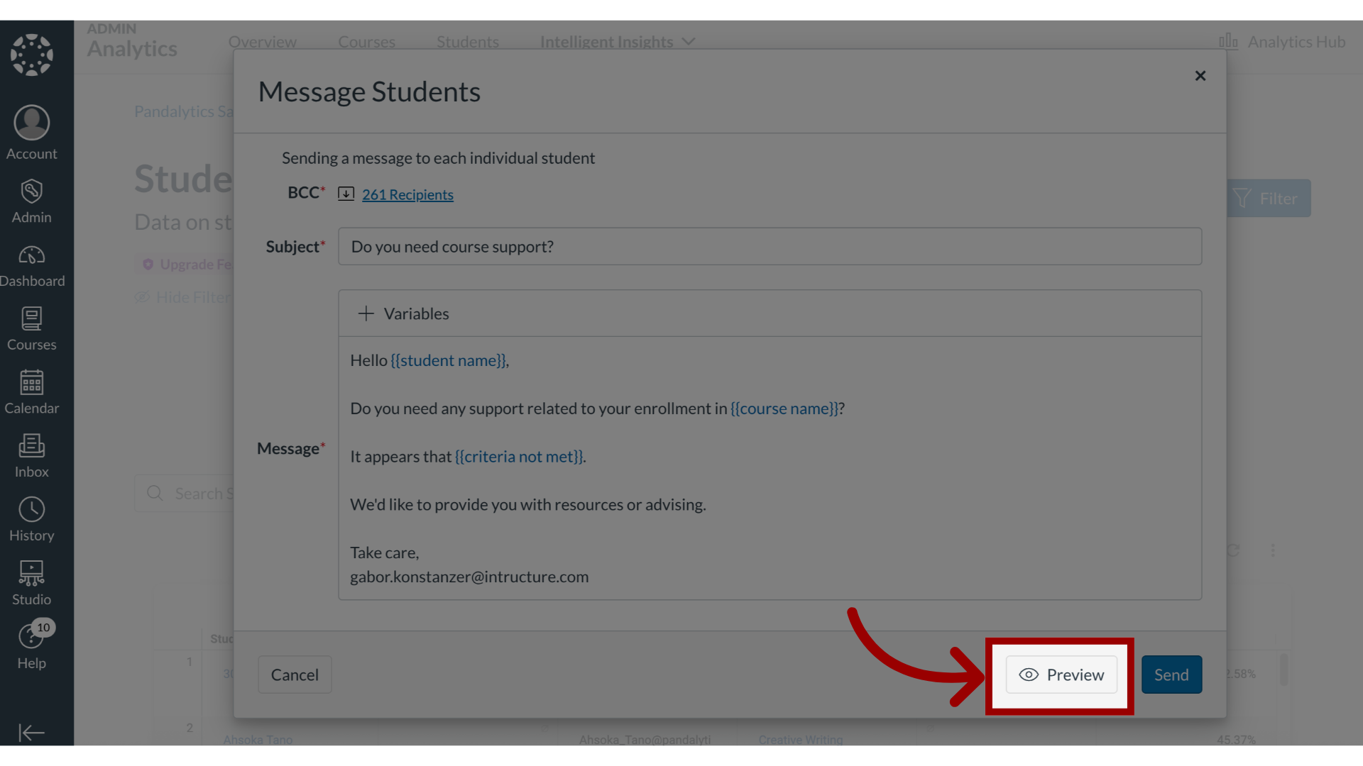 Open Message Preview