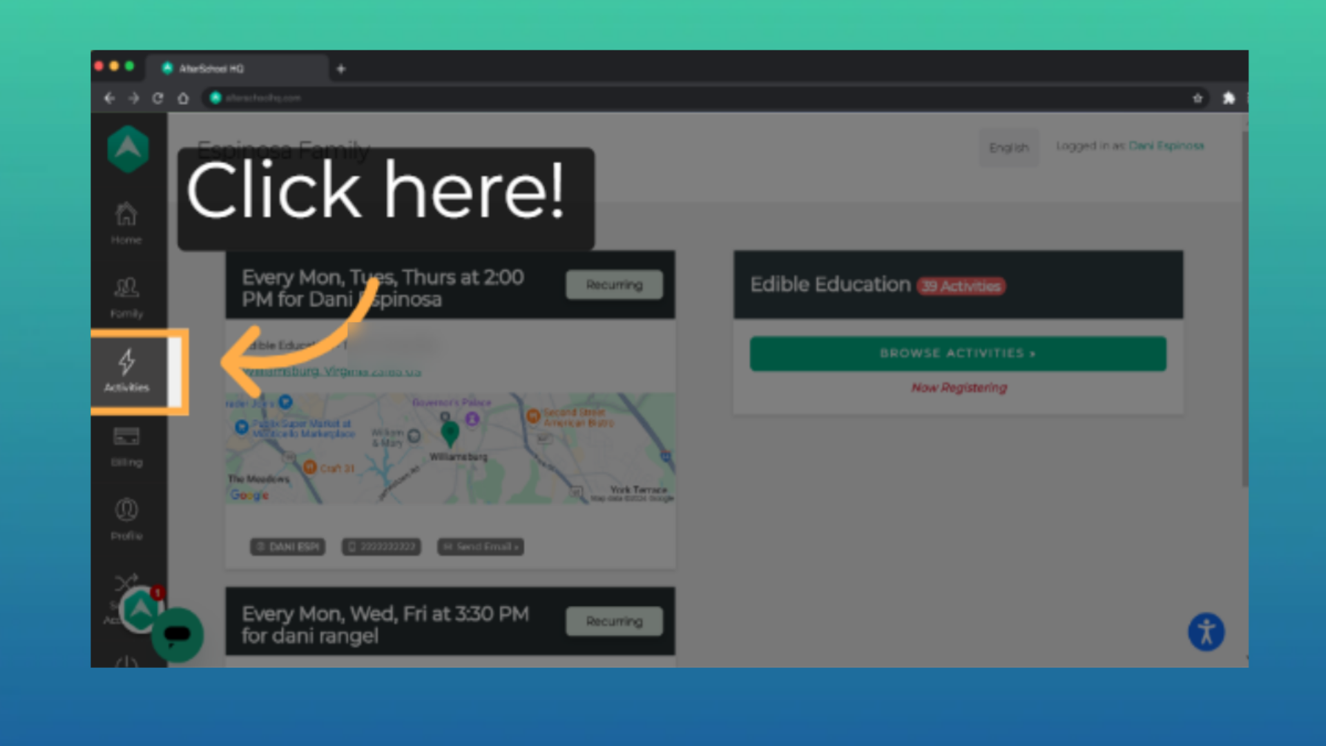 Click 'Activities'