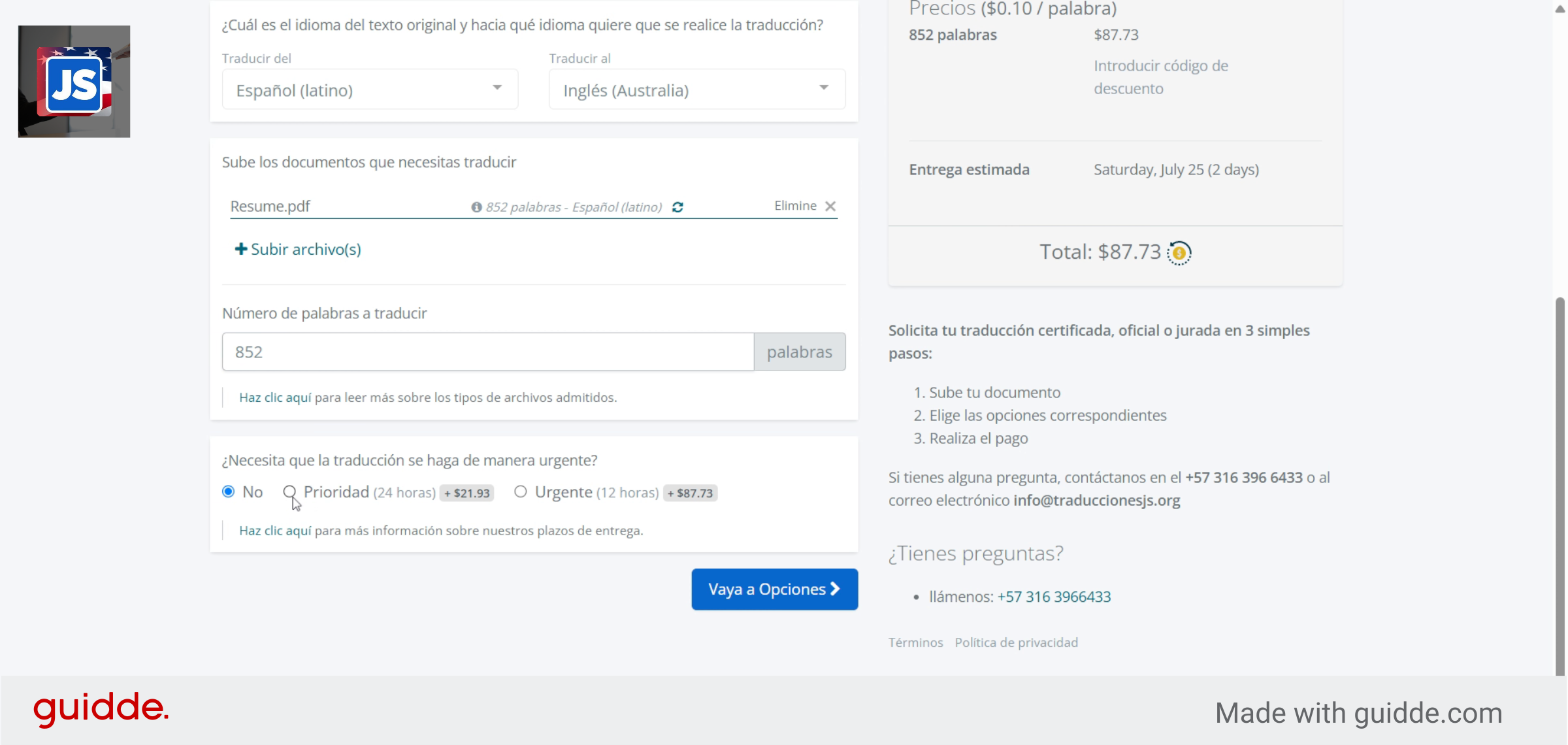 Elegir Prioridad De Entrega