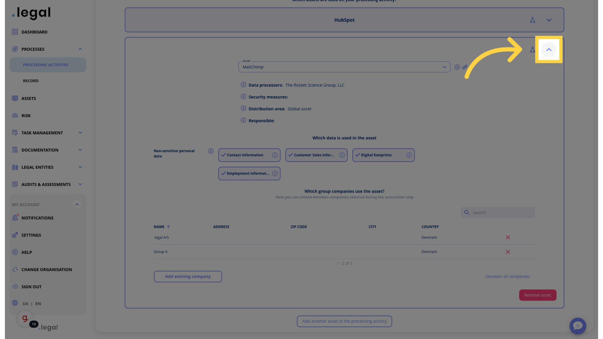 Collapse assetdropdown