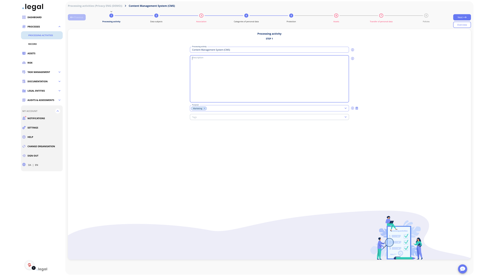 Processing activity