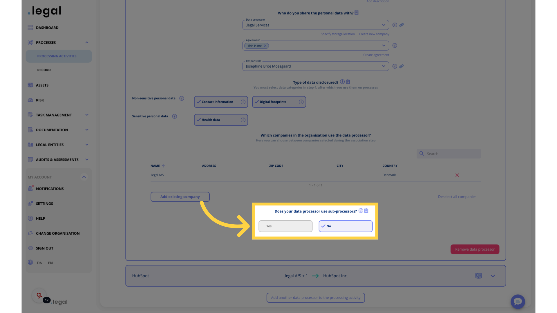 Select use of sub-processors