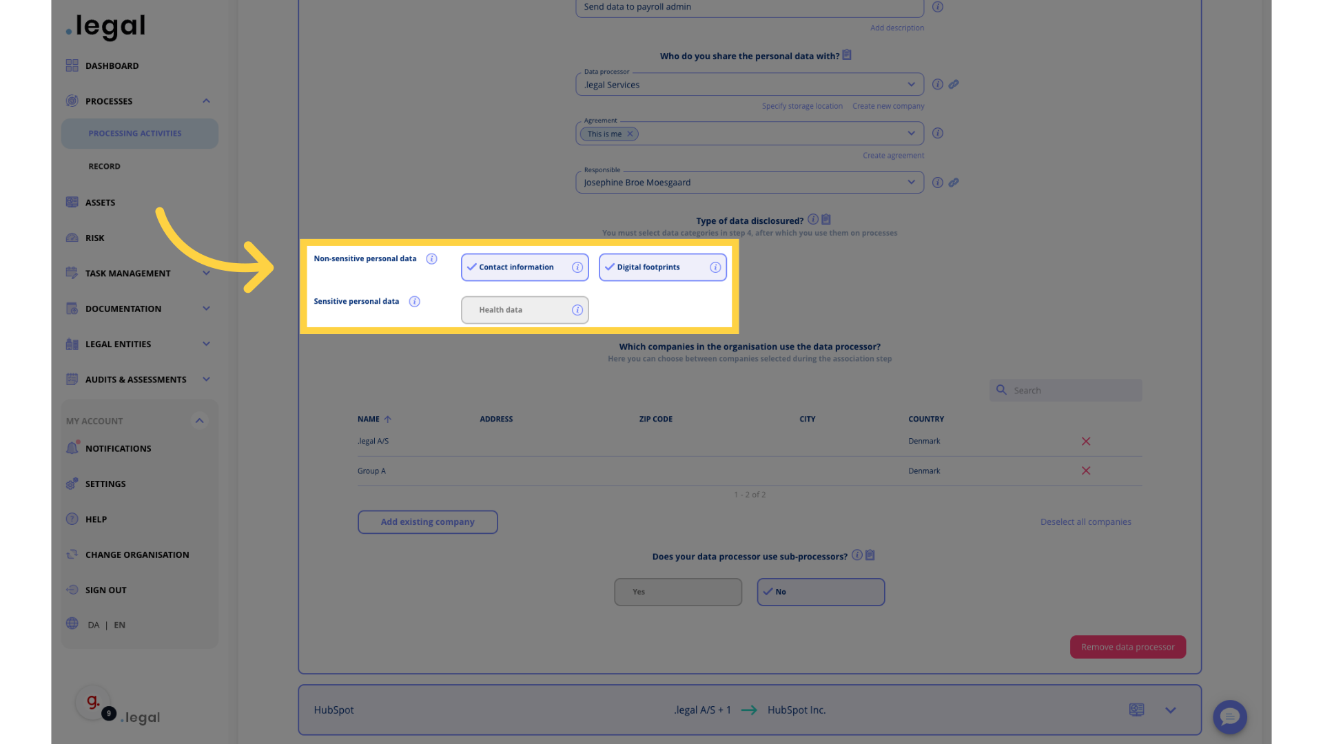 Select and deselect data