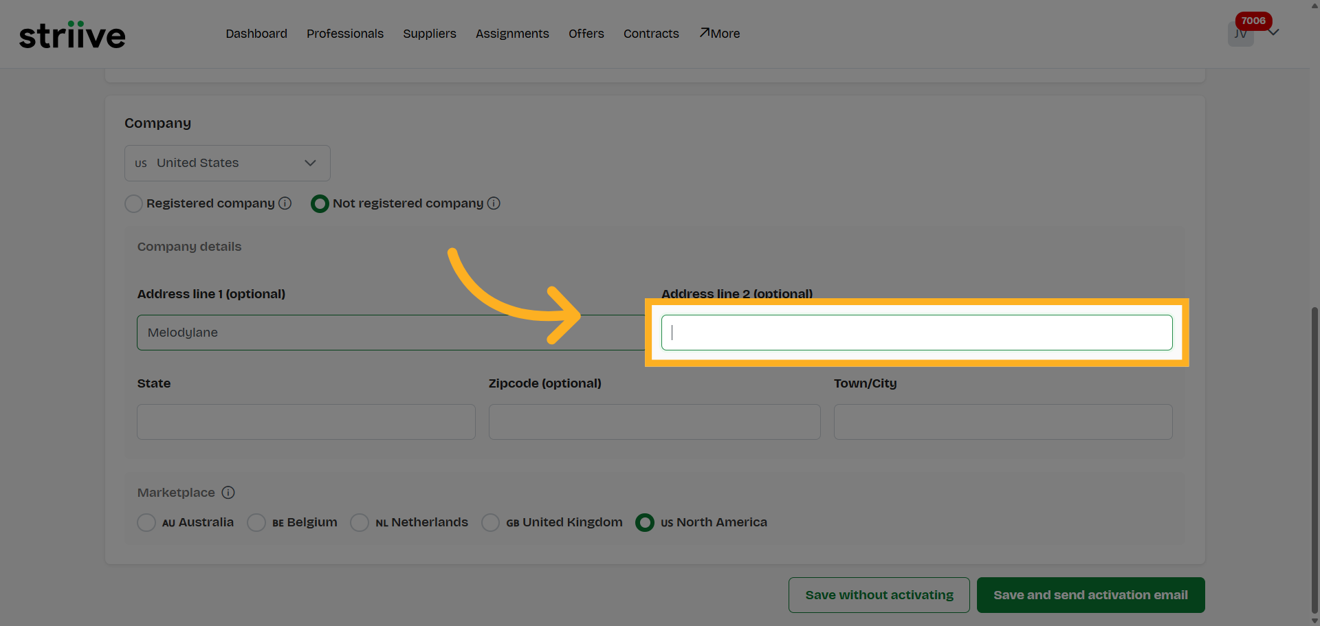 Navigate to Address Number Field