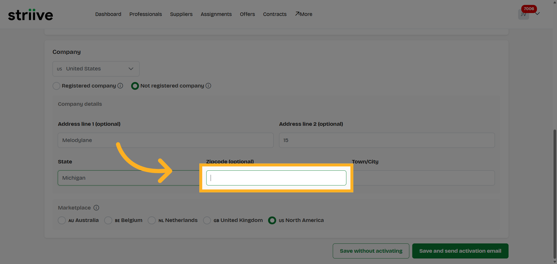 Select Zipcode Field
