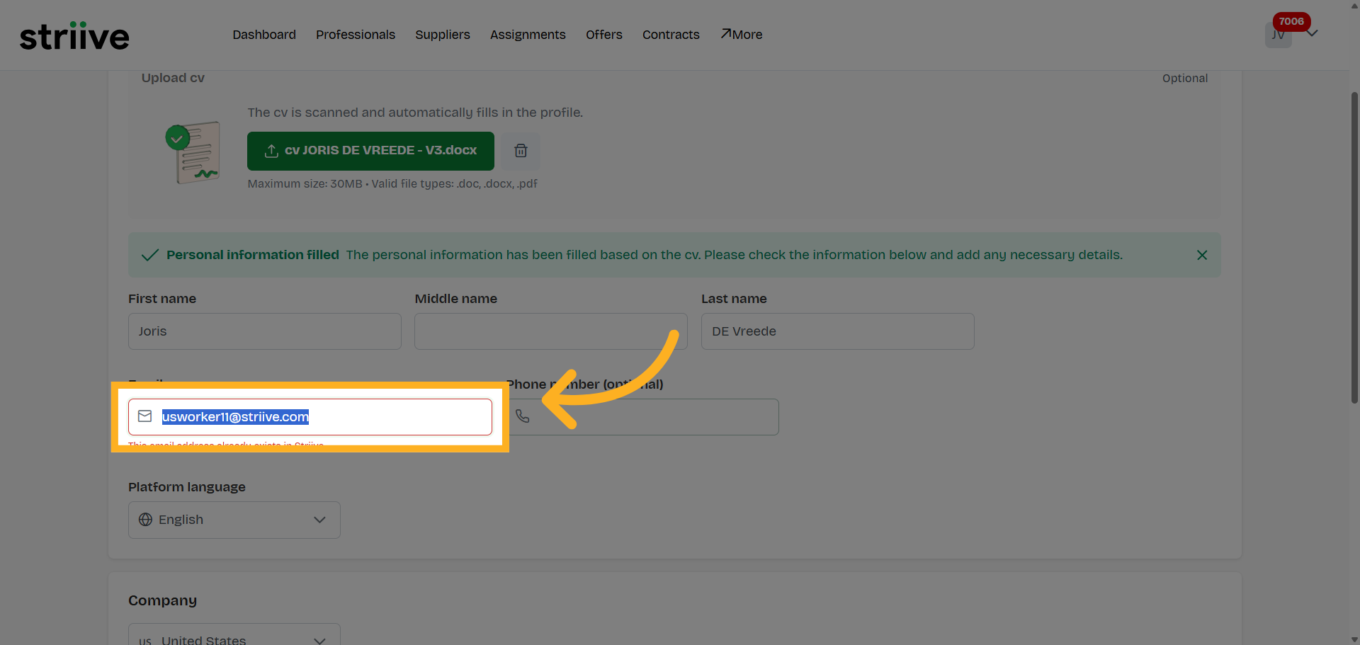 Navigate to Email Field
