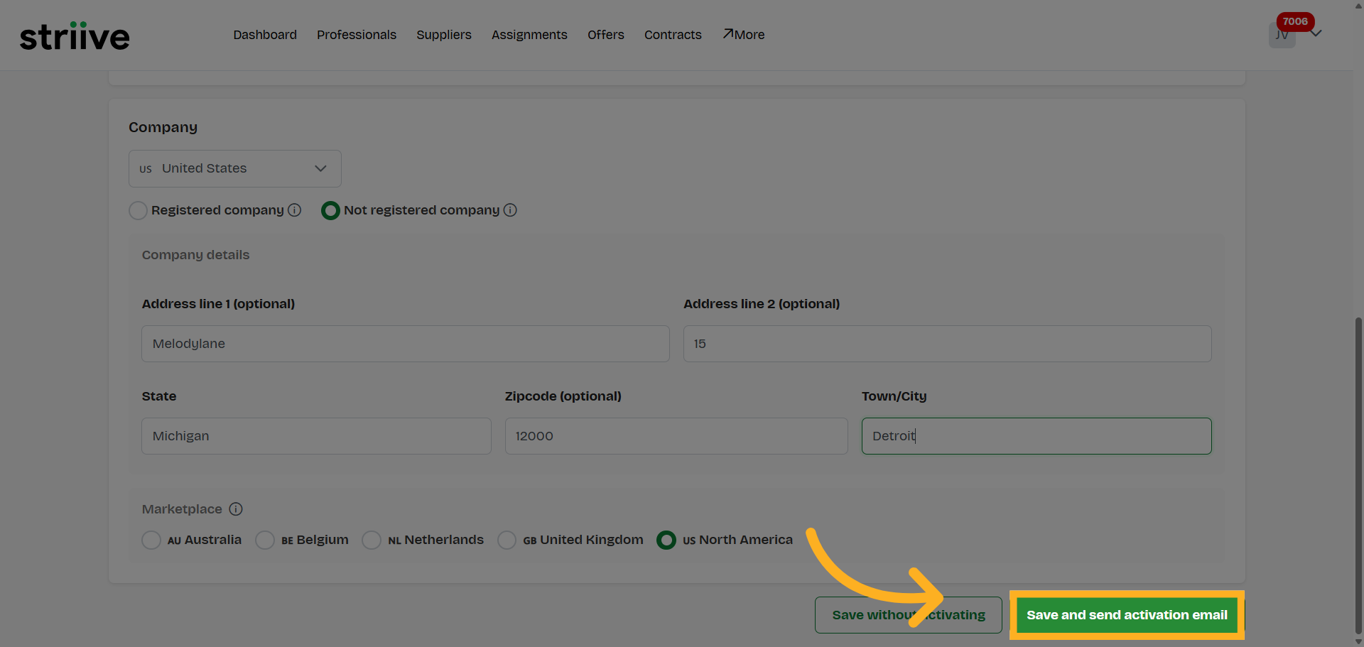 Save and Send Activation Email