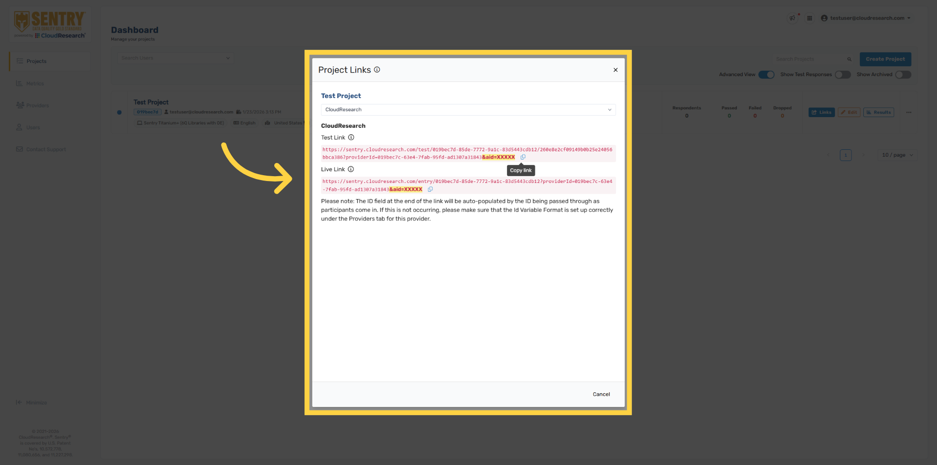 Access Project Links