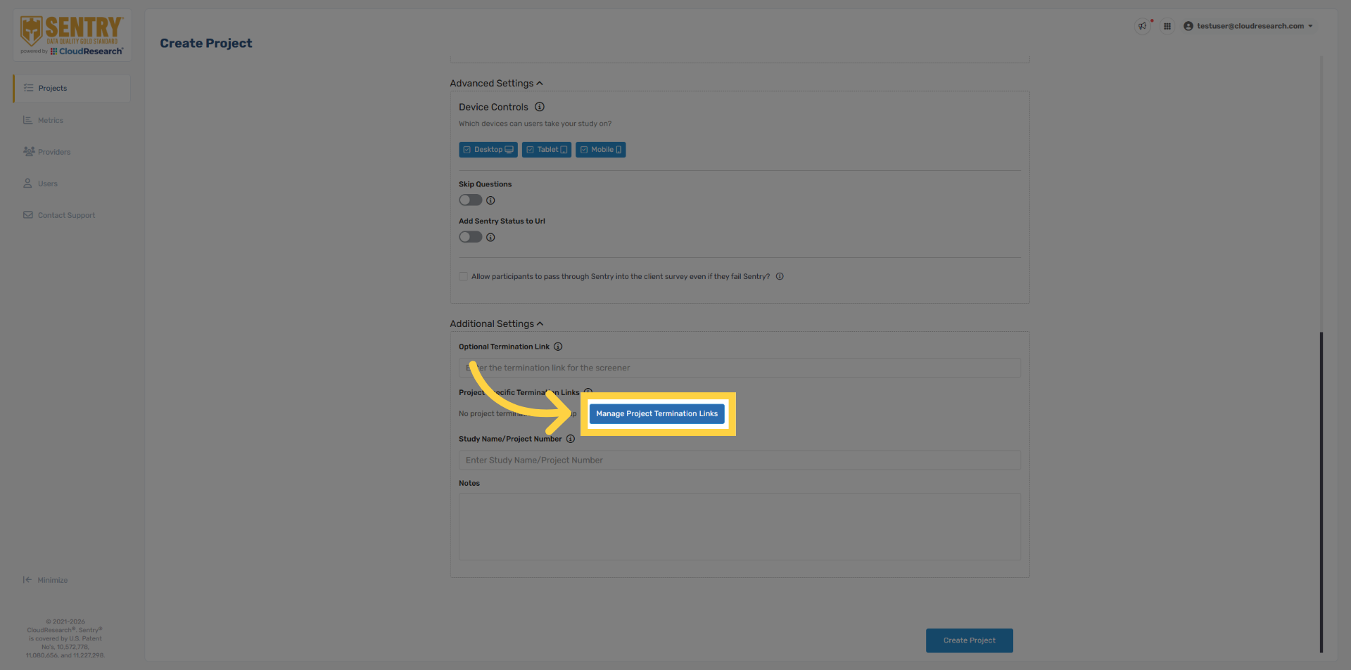 Manage Termination Links