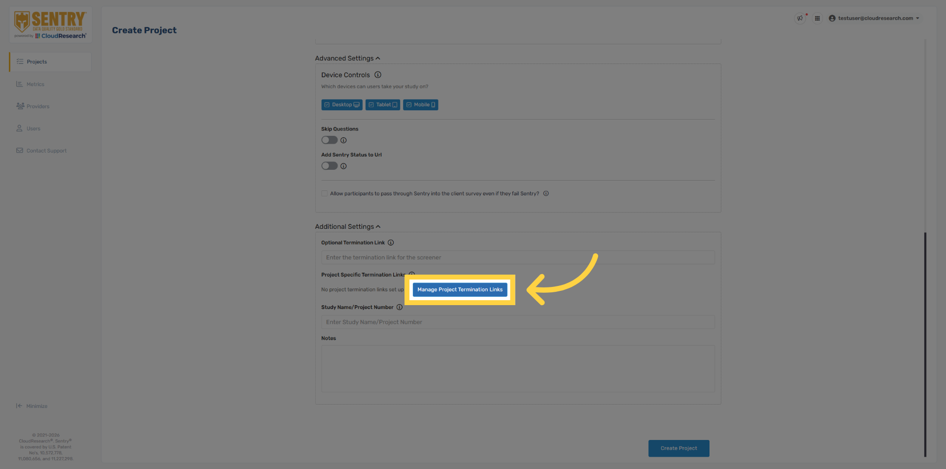 Manage Termination Links