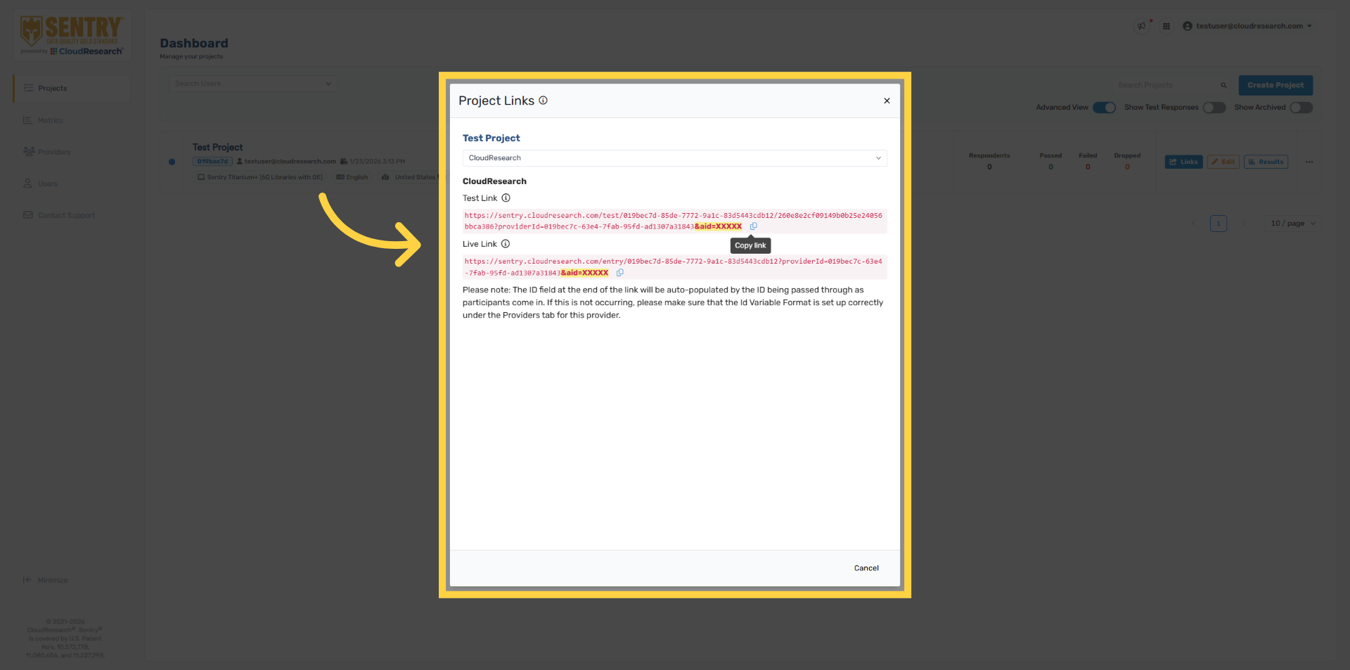 Access Project Links