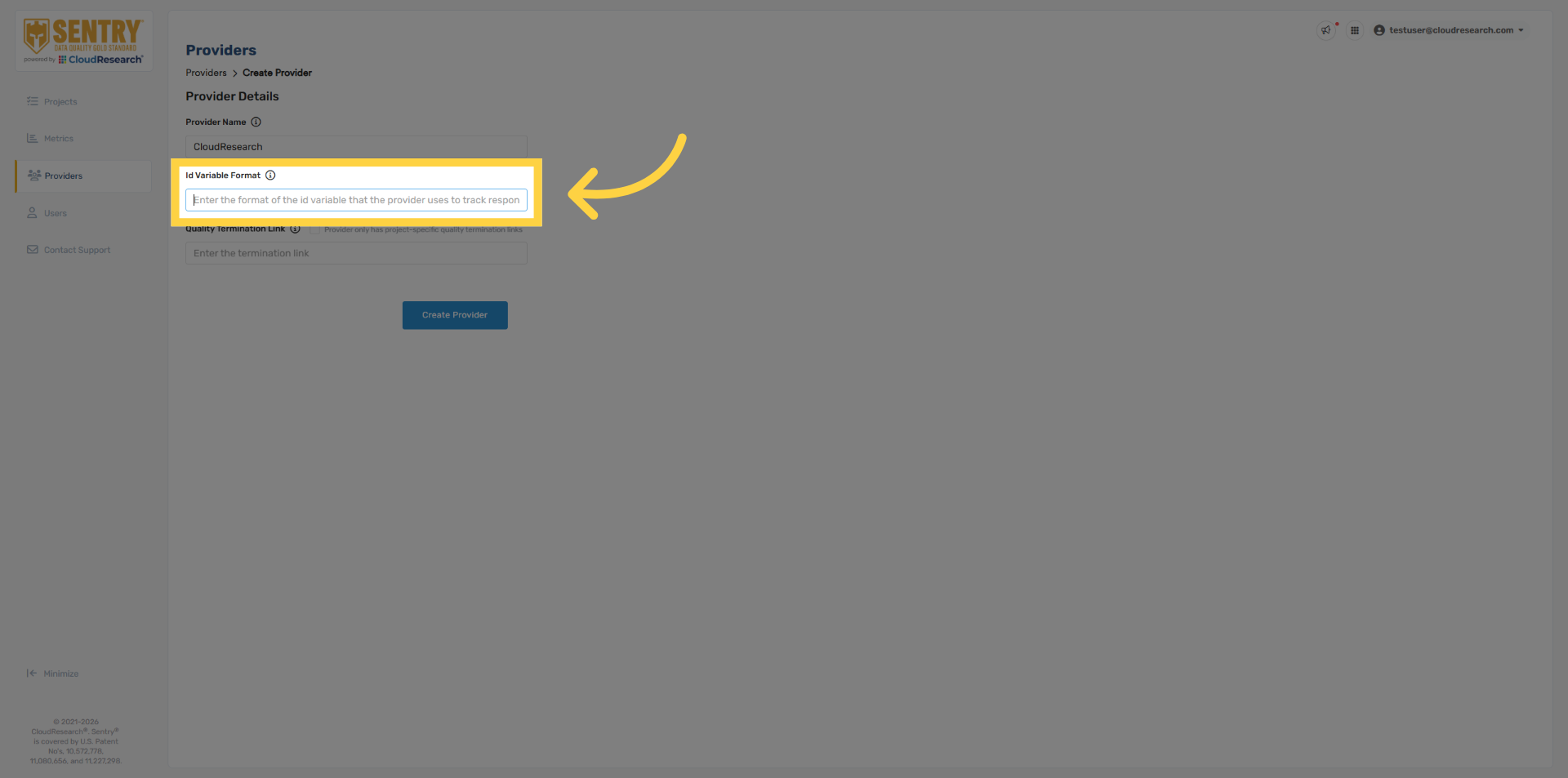 Specify Provider ID Variable