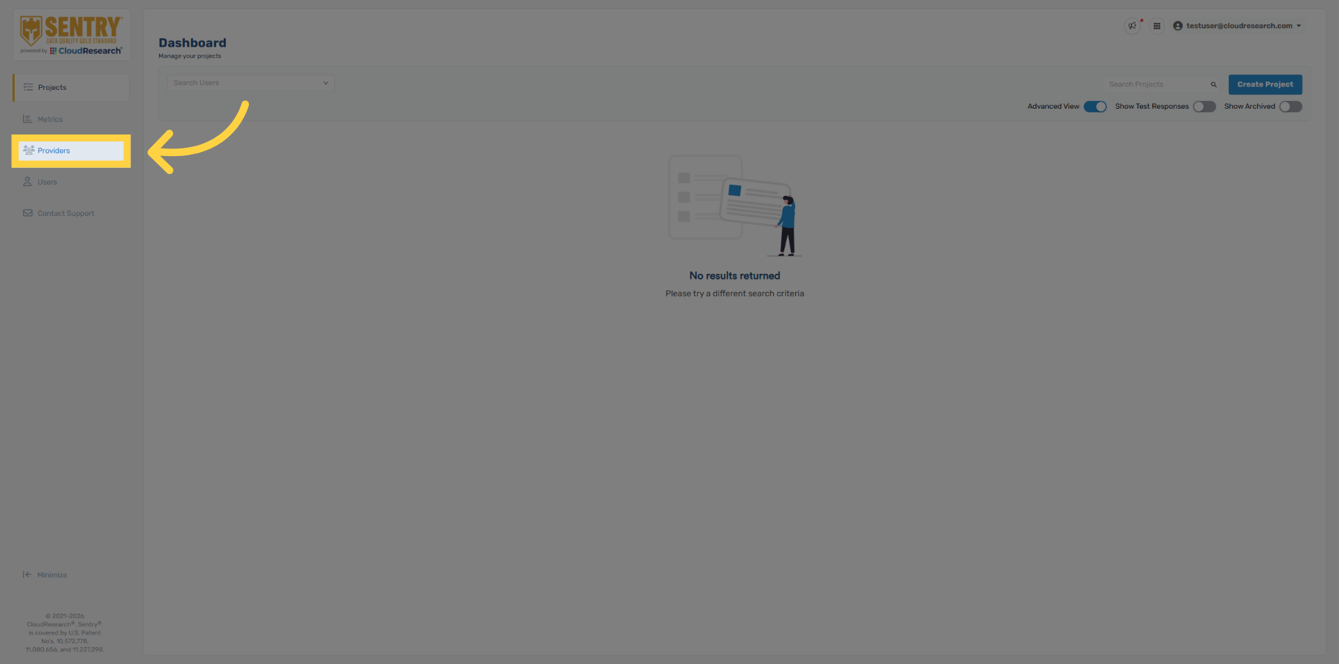 Navigate to Providers Tab