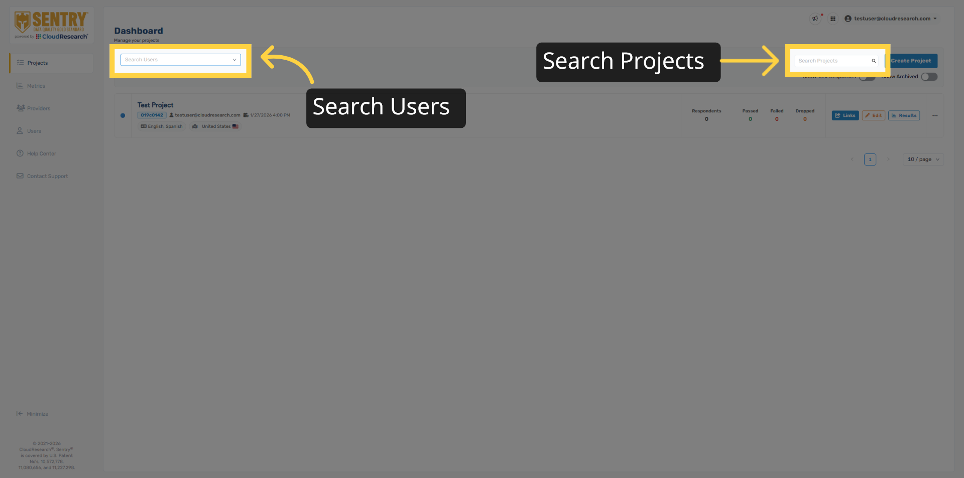 Search Users / Projects