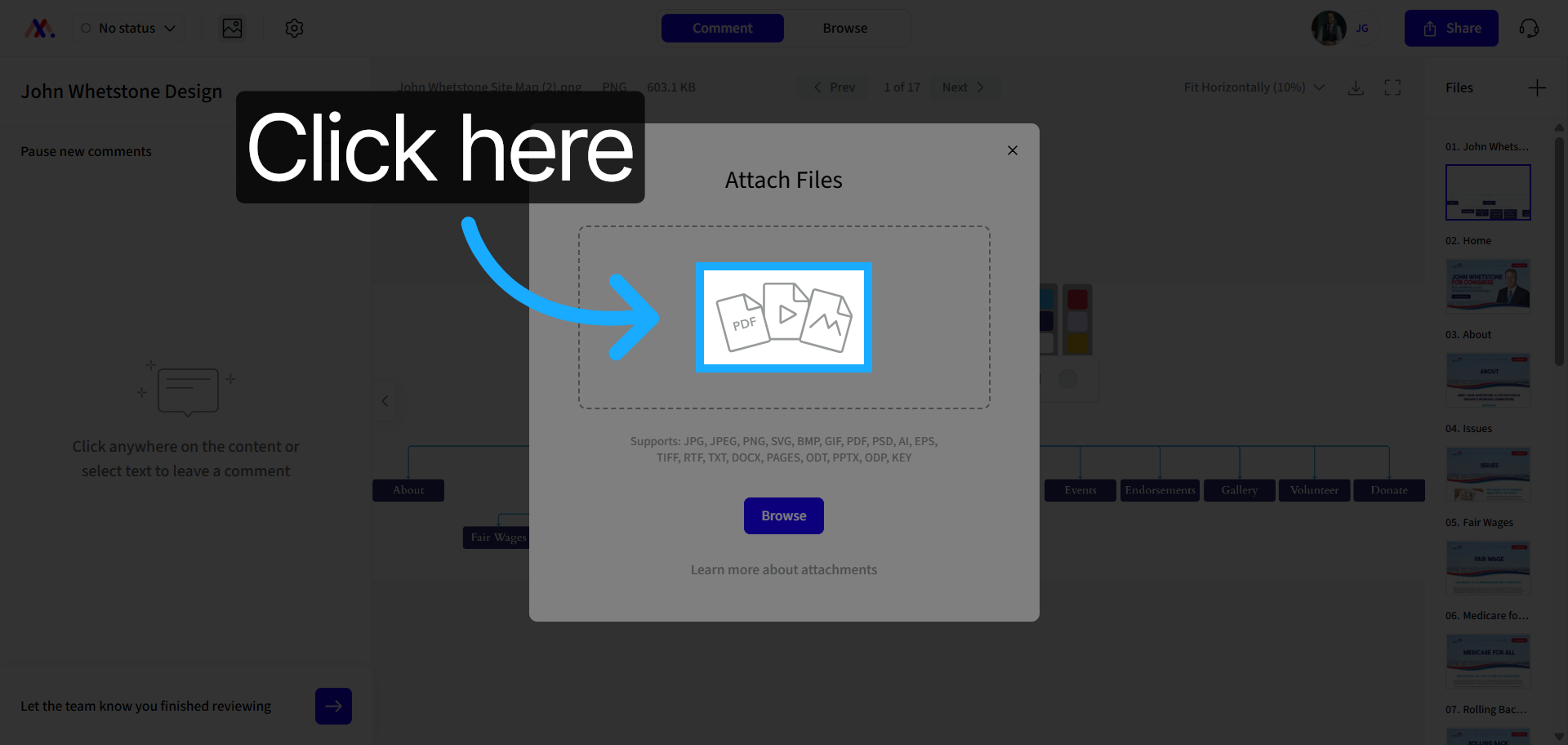 Click Attachment Button