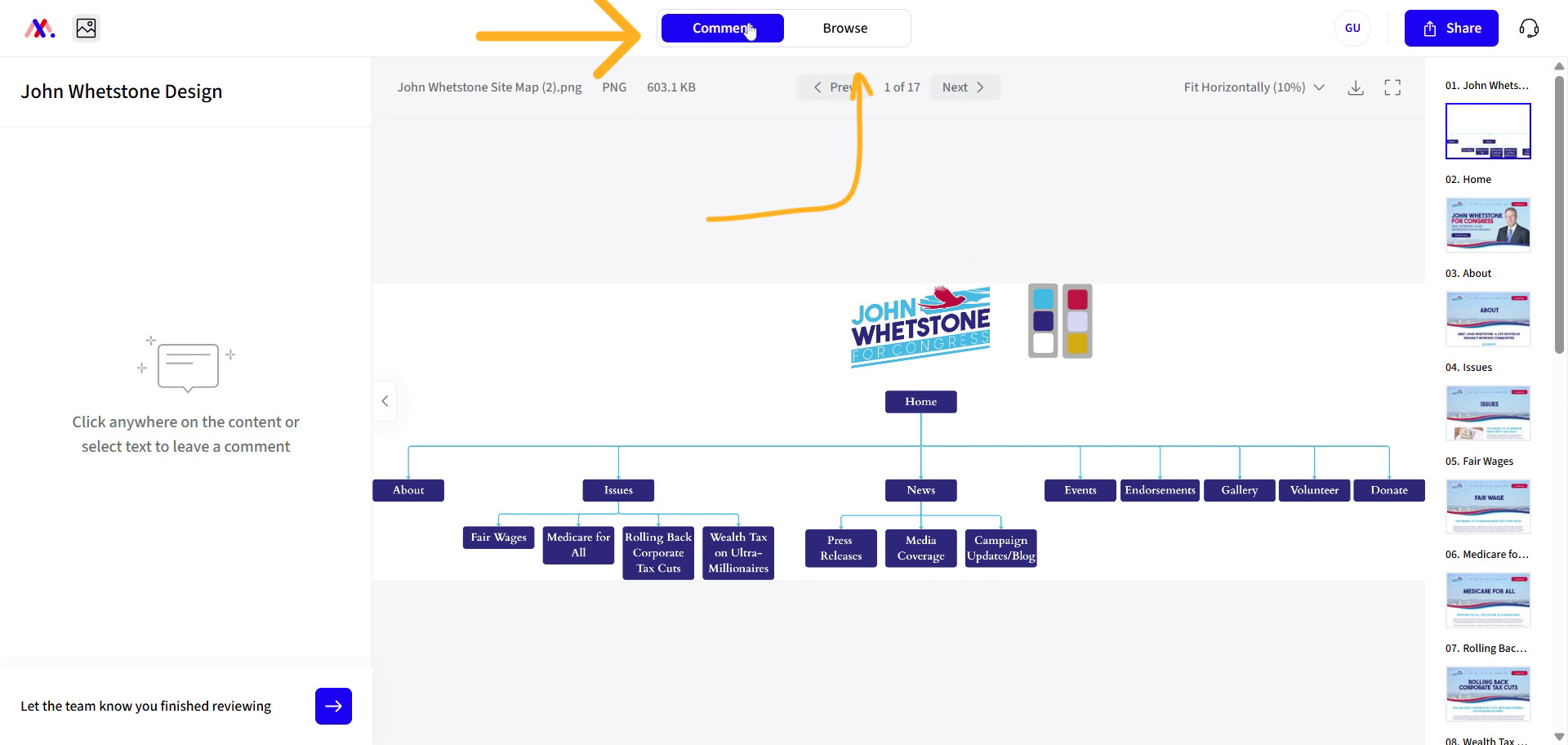 Switch Between Comment and Browse