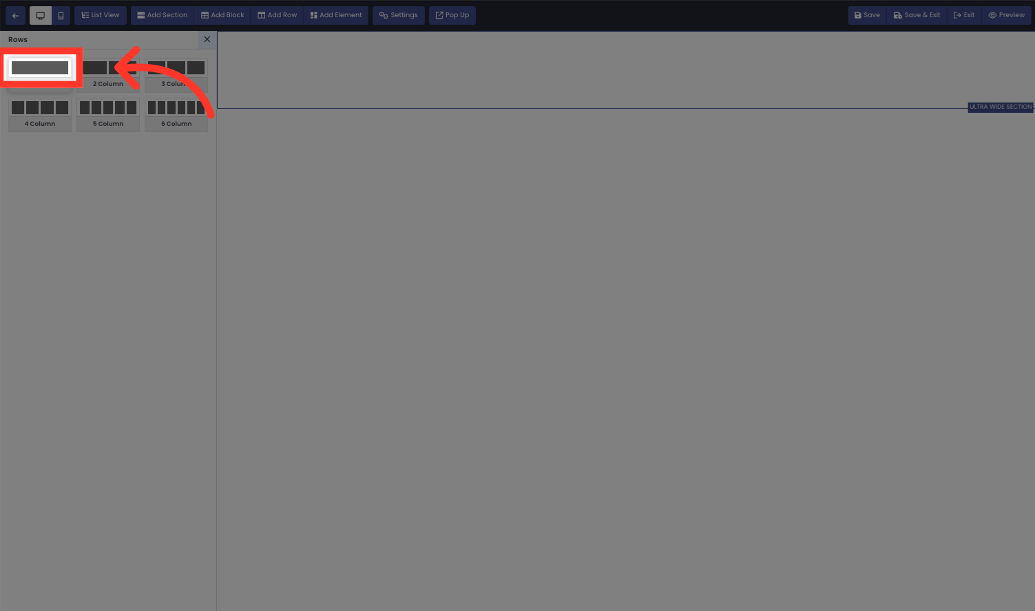 Select how many rows you want to add. For this demo we choose one row (You can add two rows if you want to add a logo or three rows if you want to add a logo menu and phone number.)