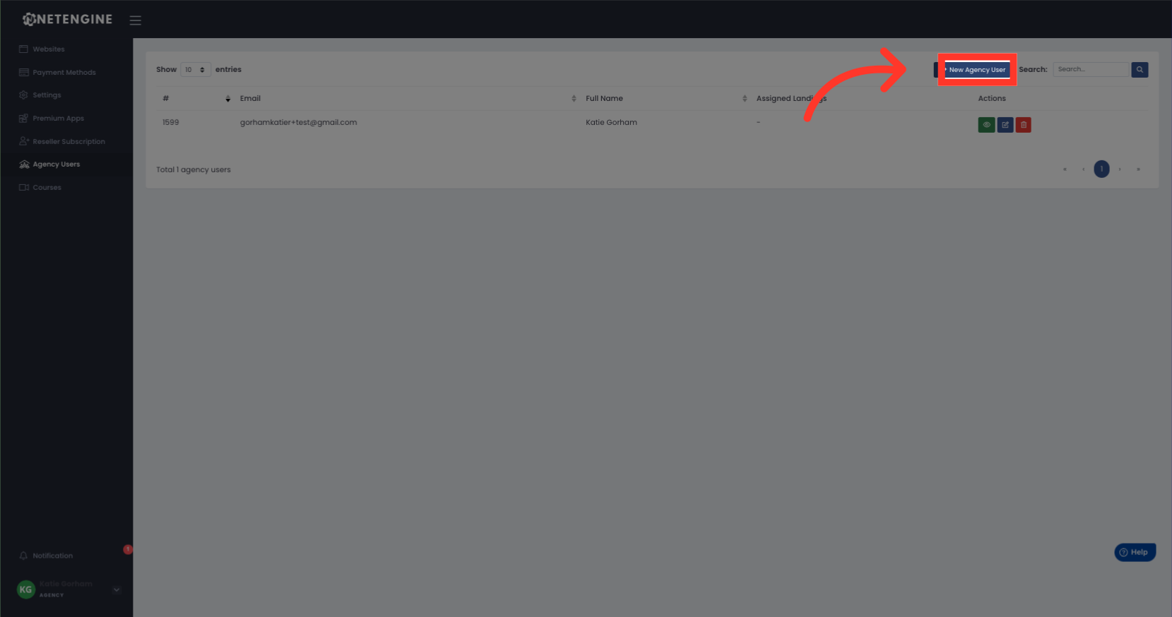 Click 'New Agency User'