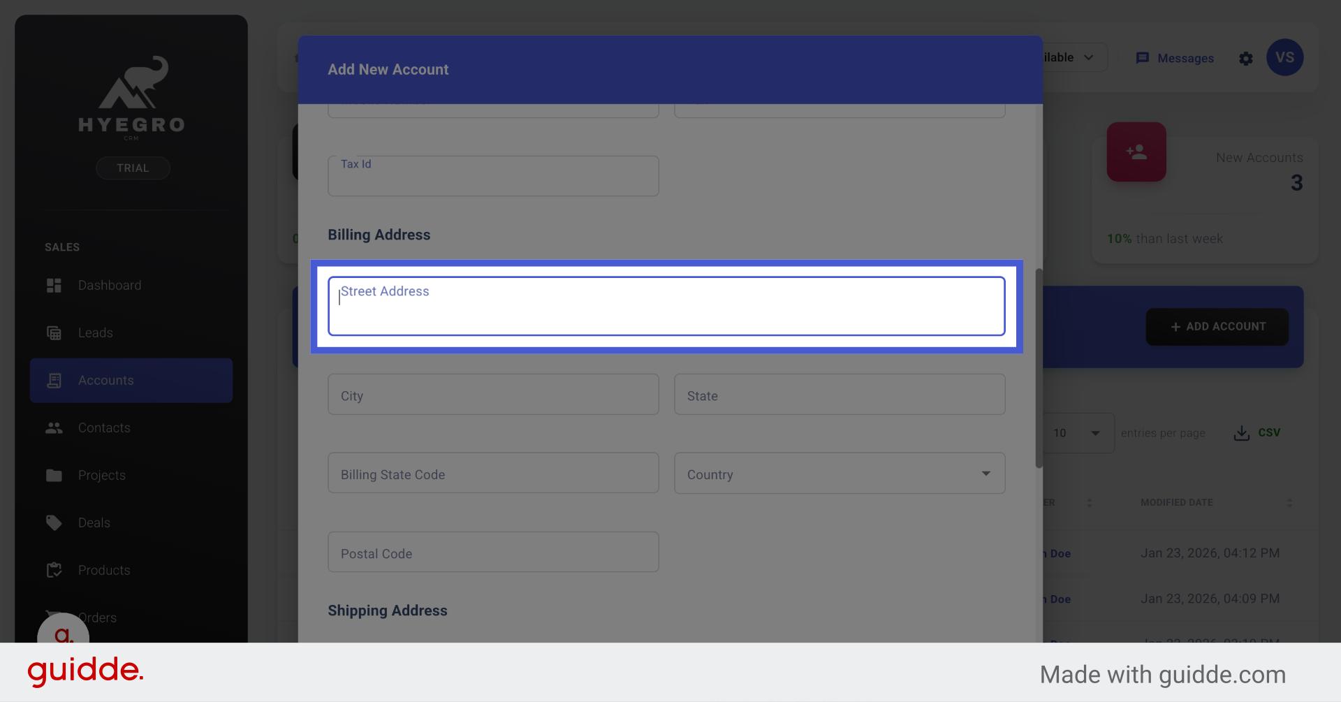 Select Street Address Field