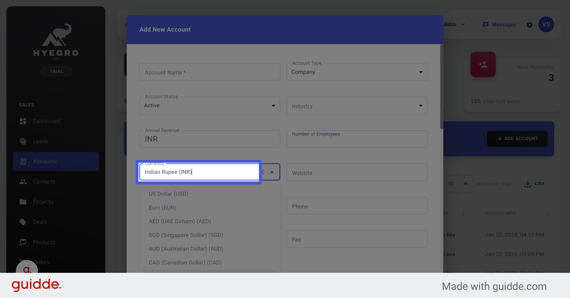 Select Currency Field
