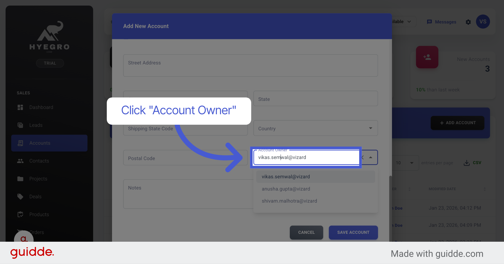 Select Account Owner Field