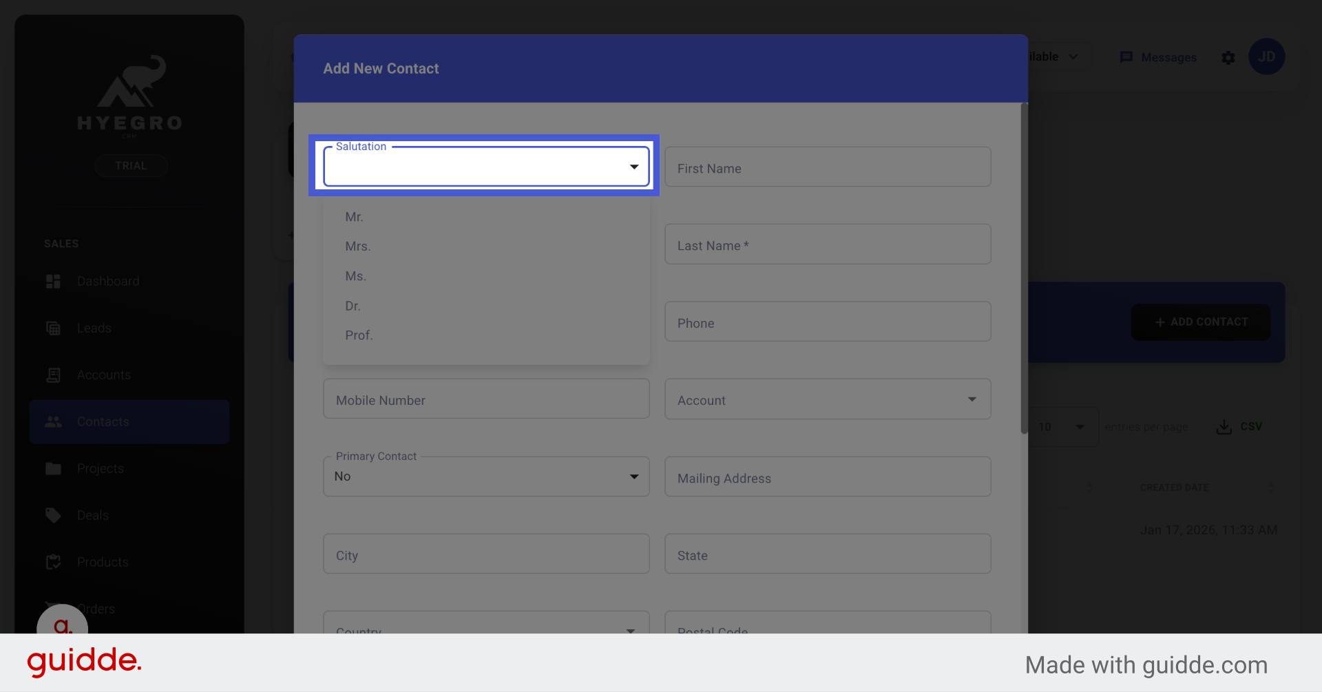 Select Contact Information Fields