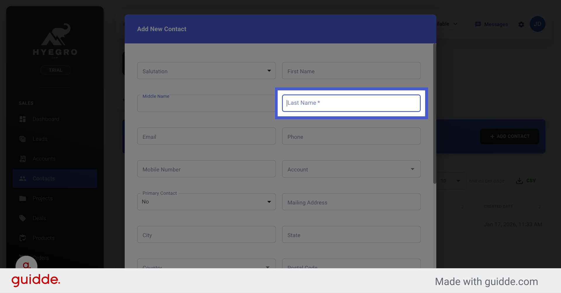 Select Last Name Field