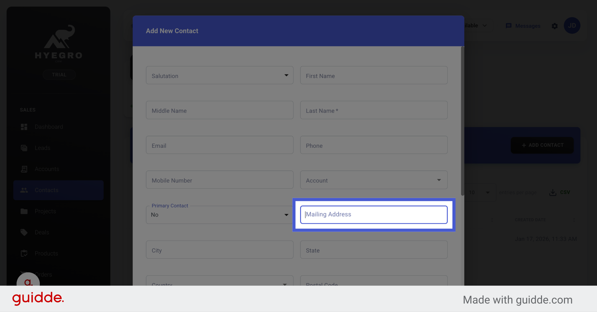 Select Mailing Address Field