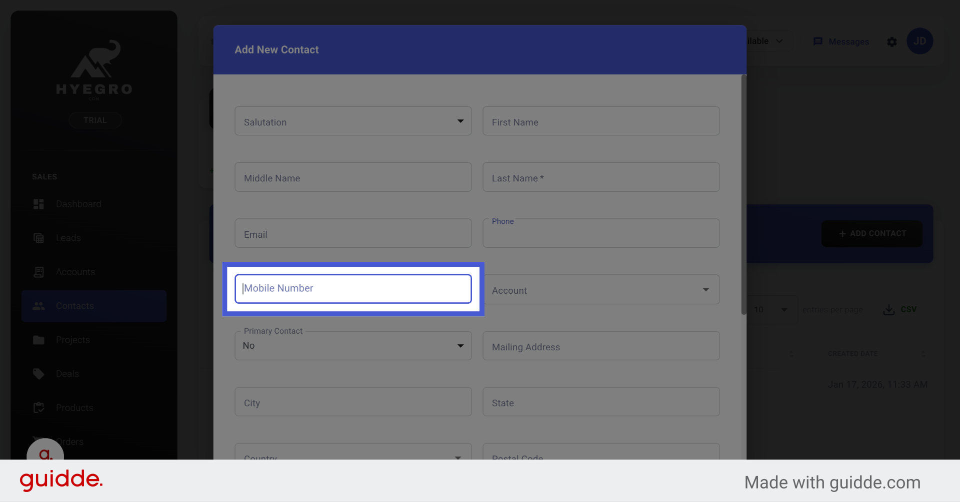 Select Mobile Number Field