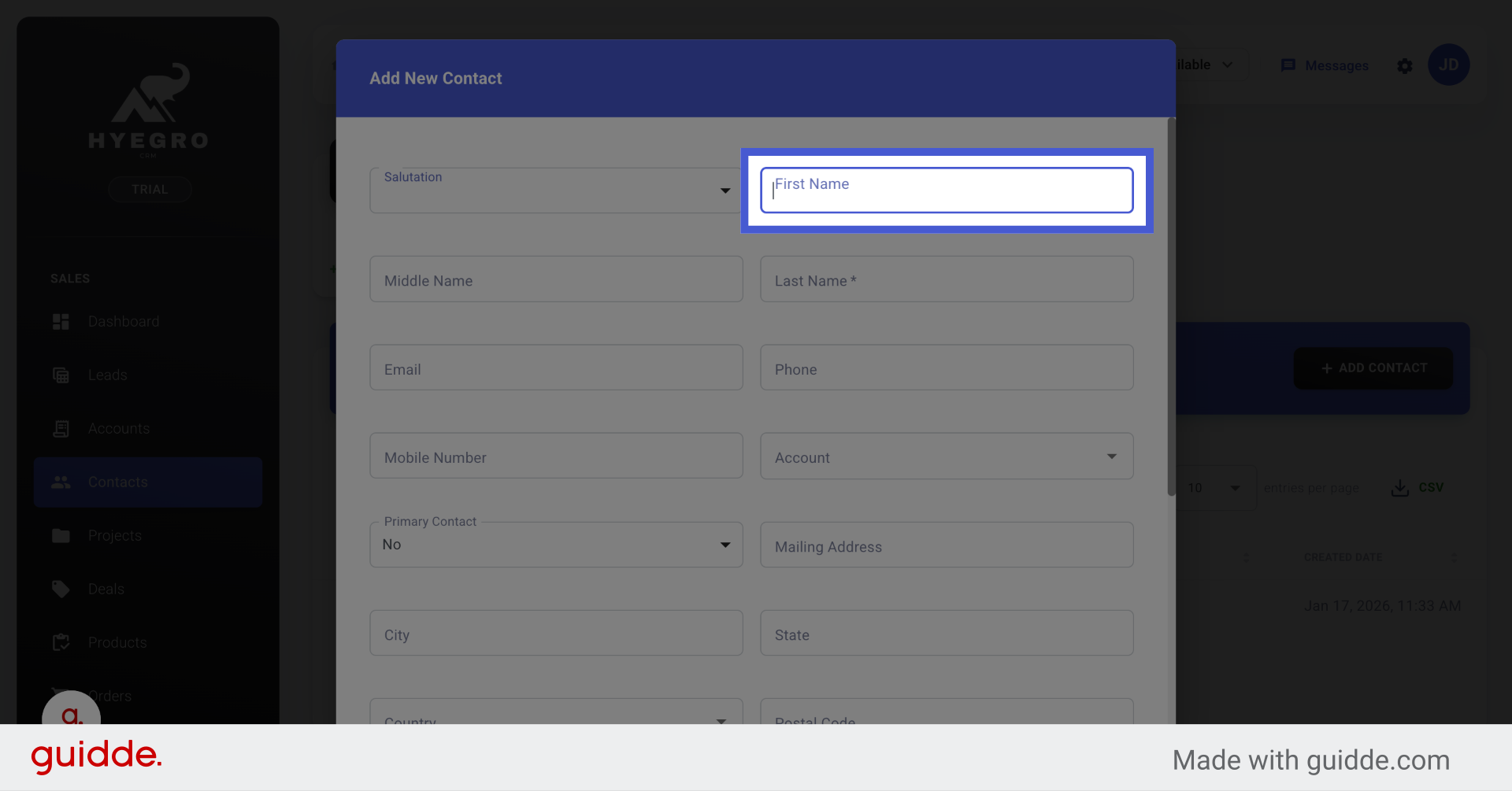 Select First Name Field