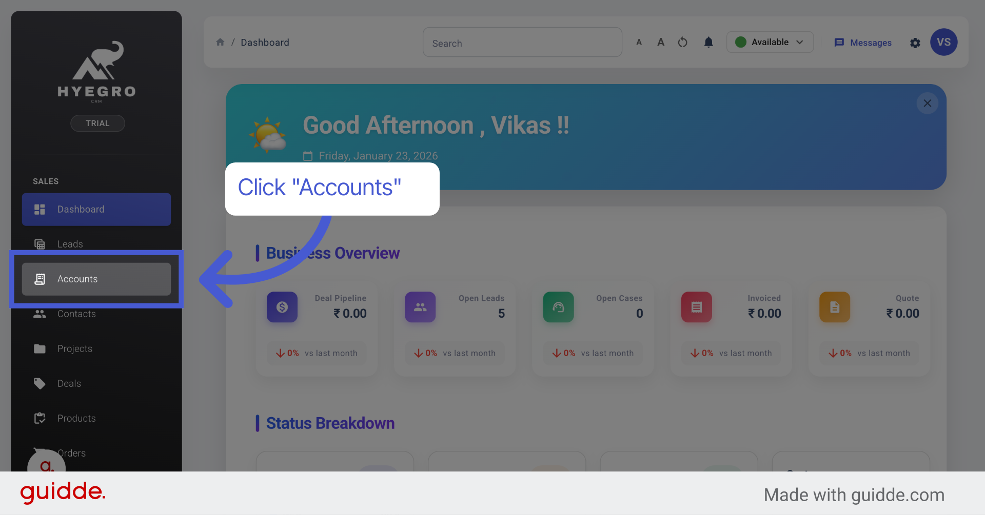 Open Long Accounts Section