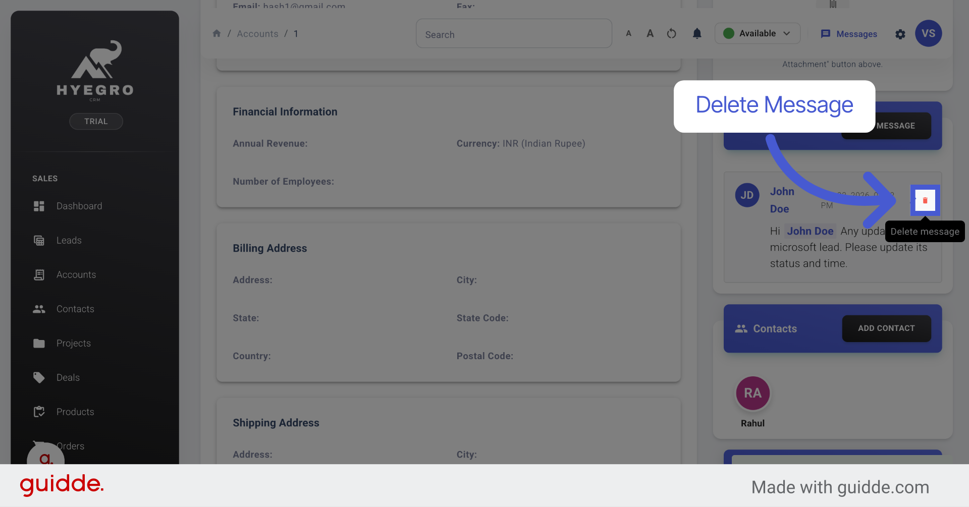 Delete Message Option