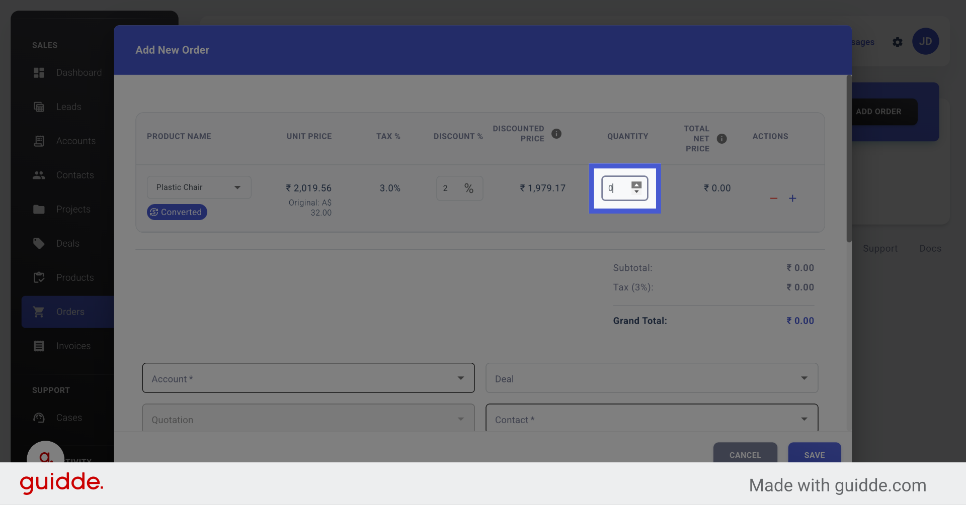 Select Zero Quantity