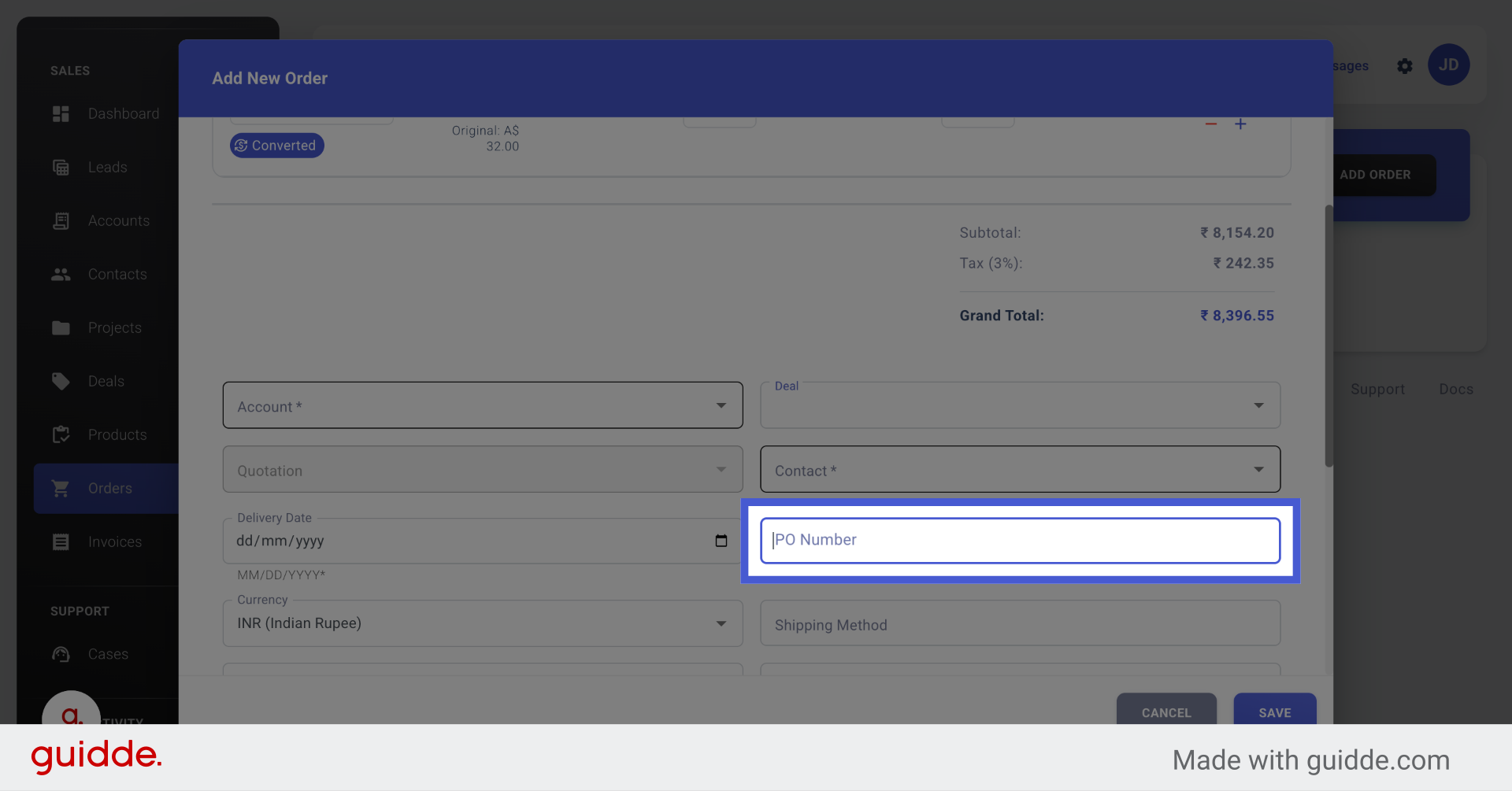 Select Purchase Order Number
