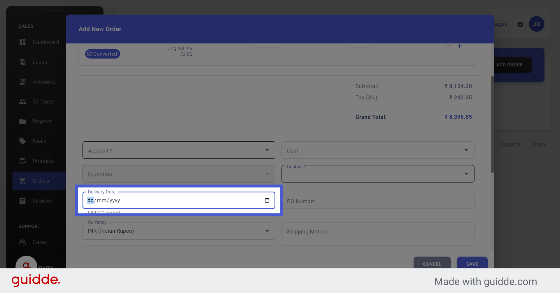 Select Delivery Date