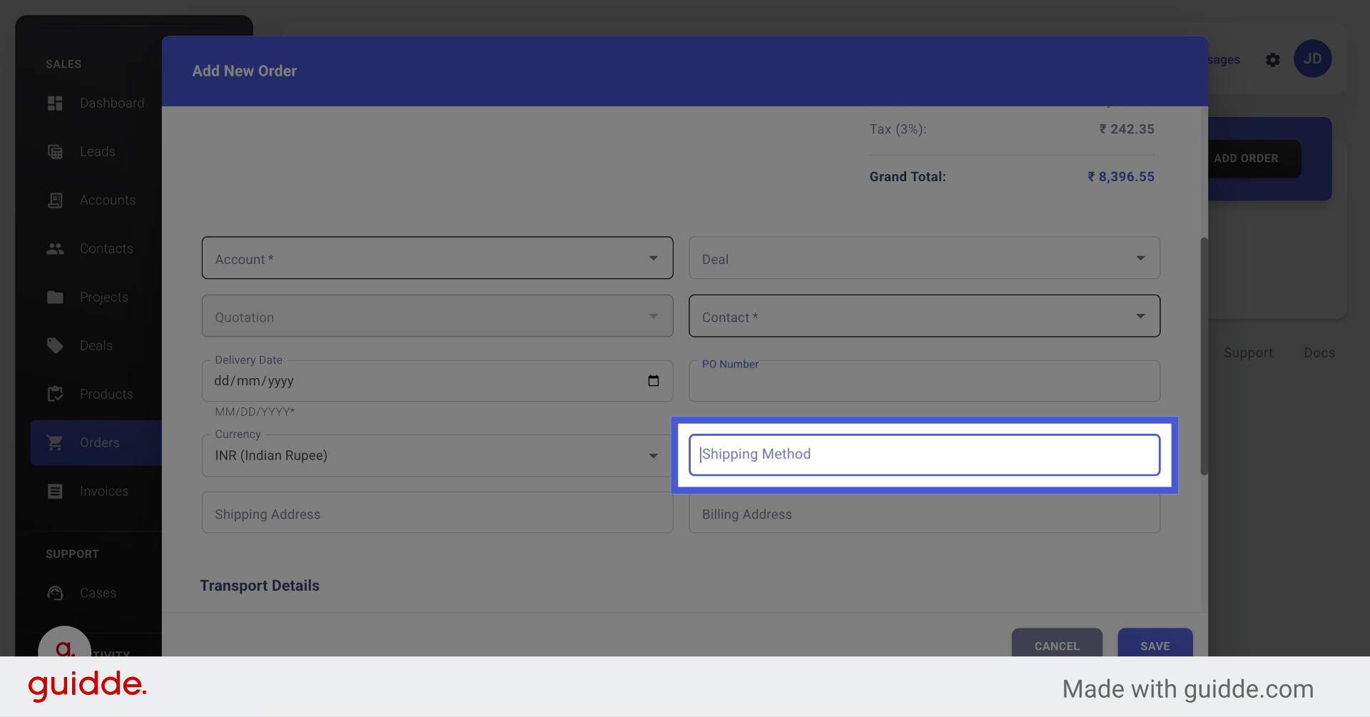 Select Shipping Method