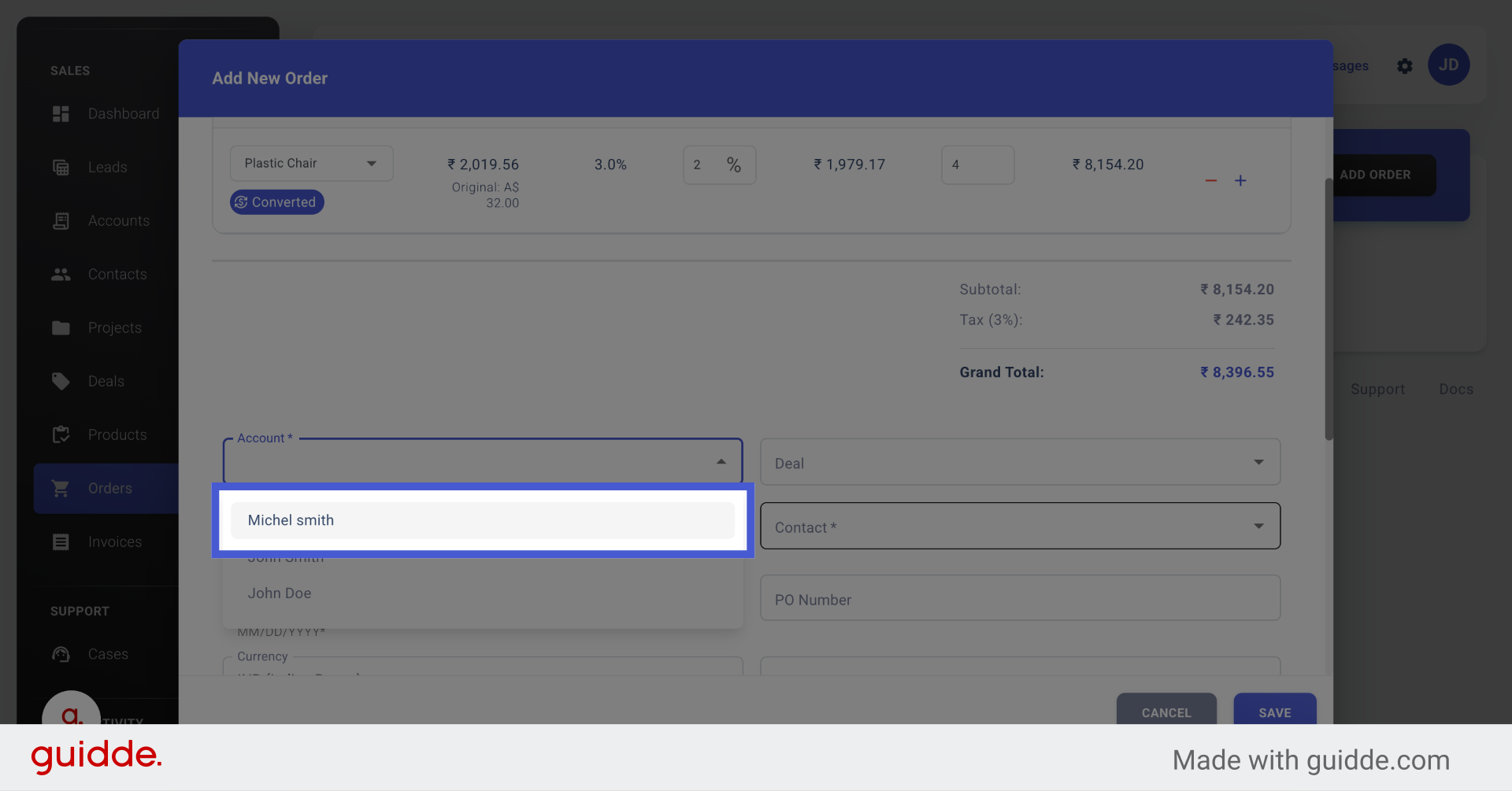 Choose Customer Account