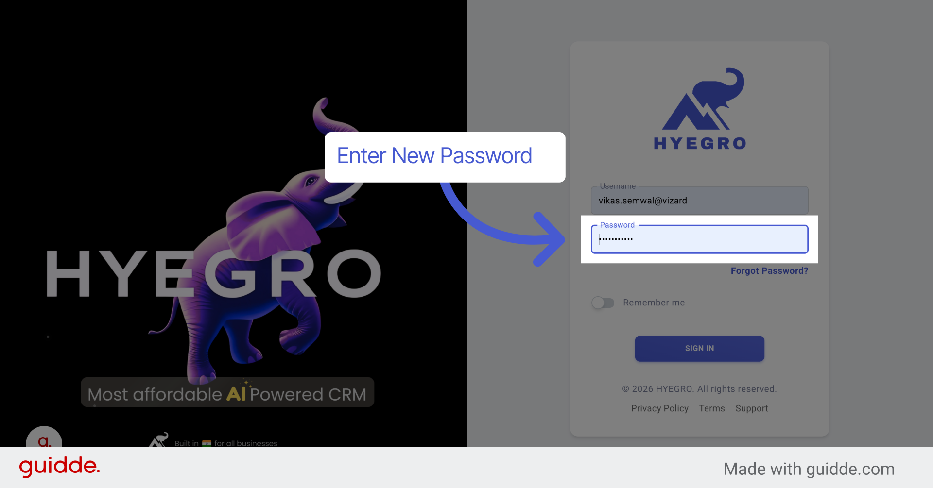 Enter Password on Sign In