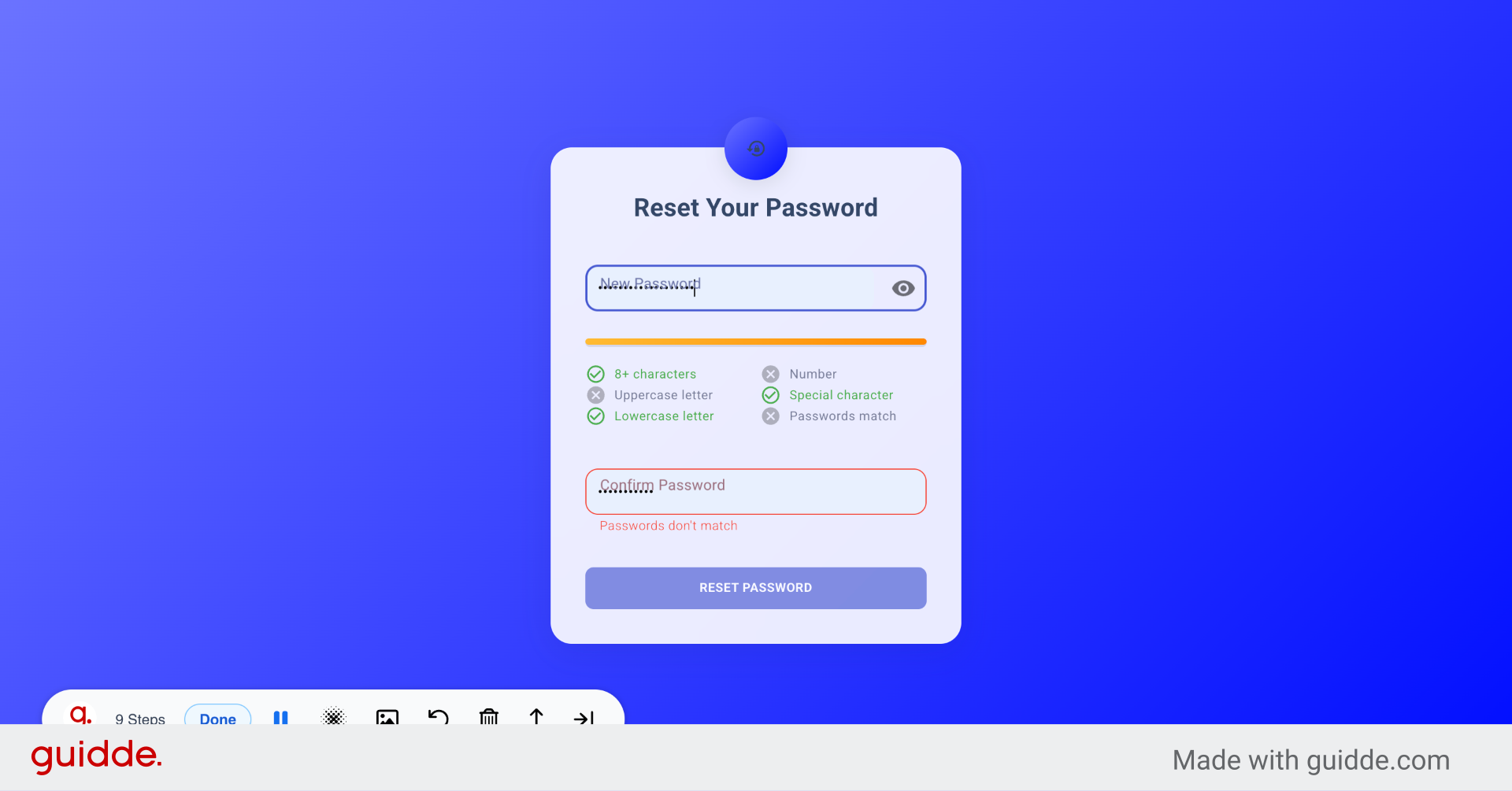 Reset password